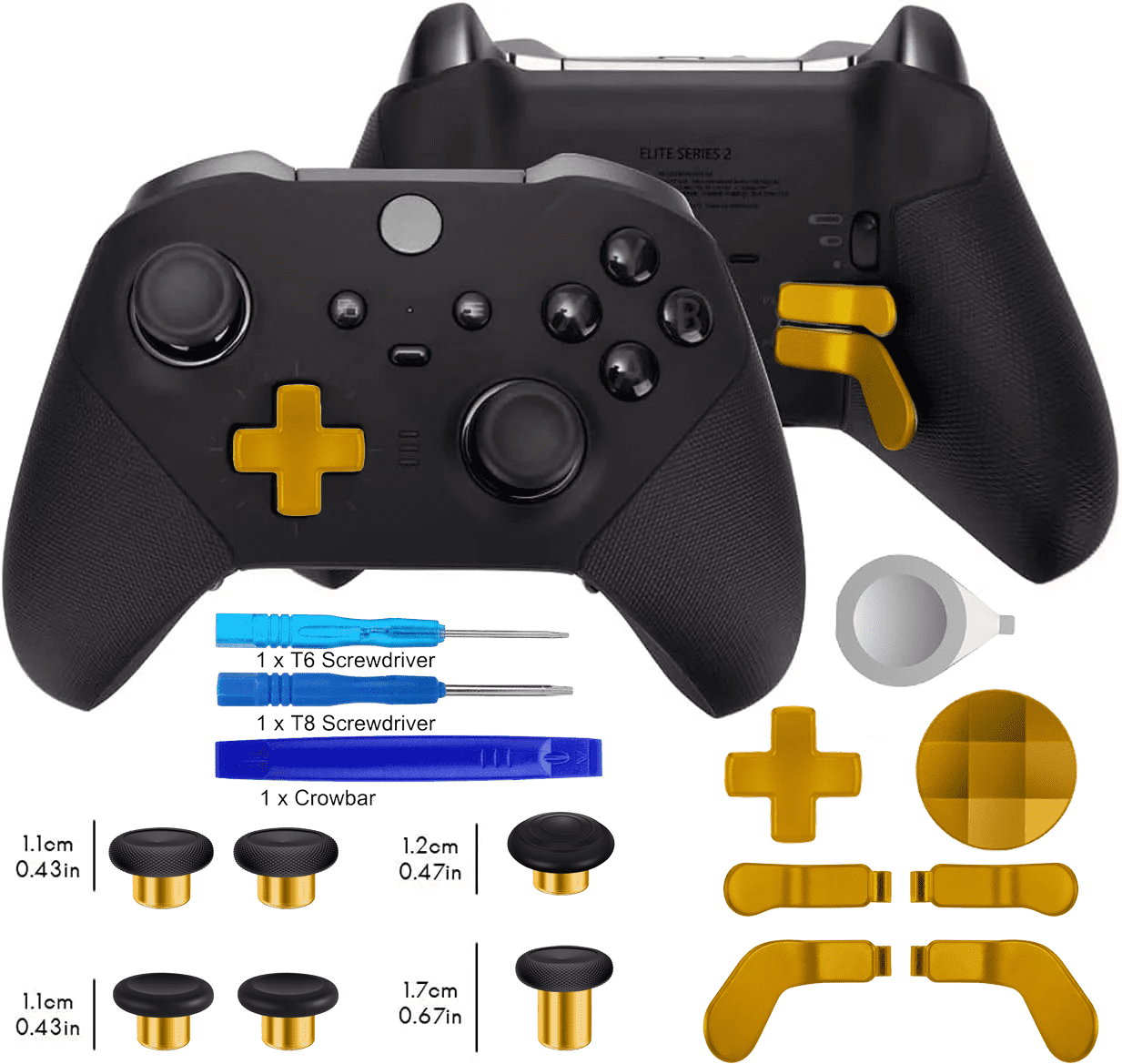 QXWPBV Controller Replacement Parts Kit for Xbox Elite Series 2 and Series 2 Core (Gold, 17-Piece Set) irnhf