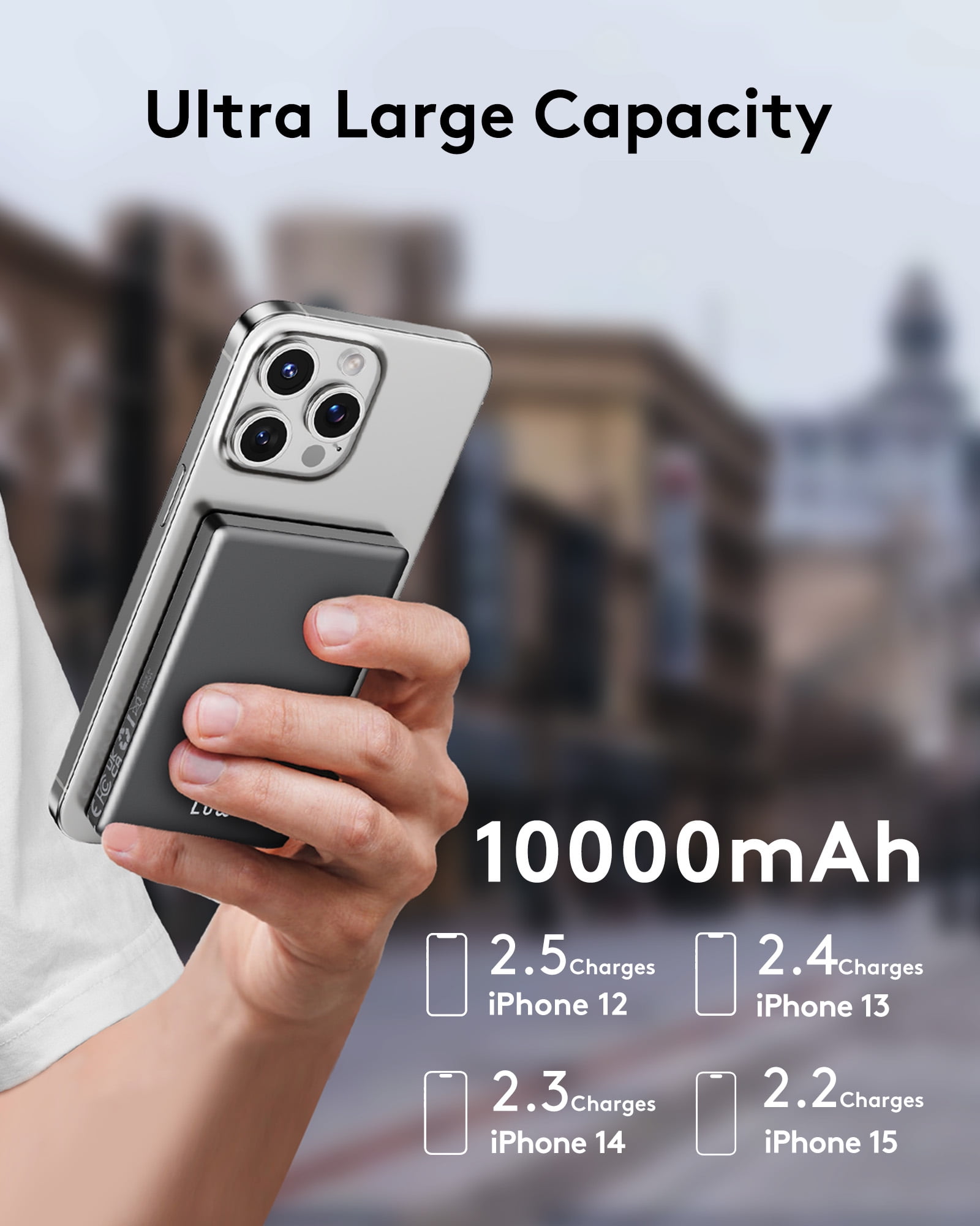 MUGO Magnetic Portable Charger 10000mAh Ultra Slim Wireless Power Bank 20W Fast Charging (Black, 10000mAh) uaggr