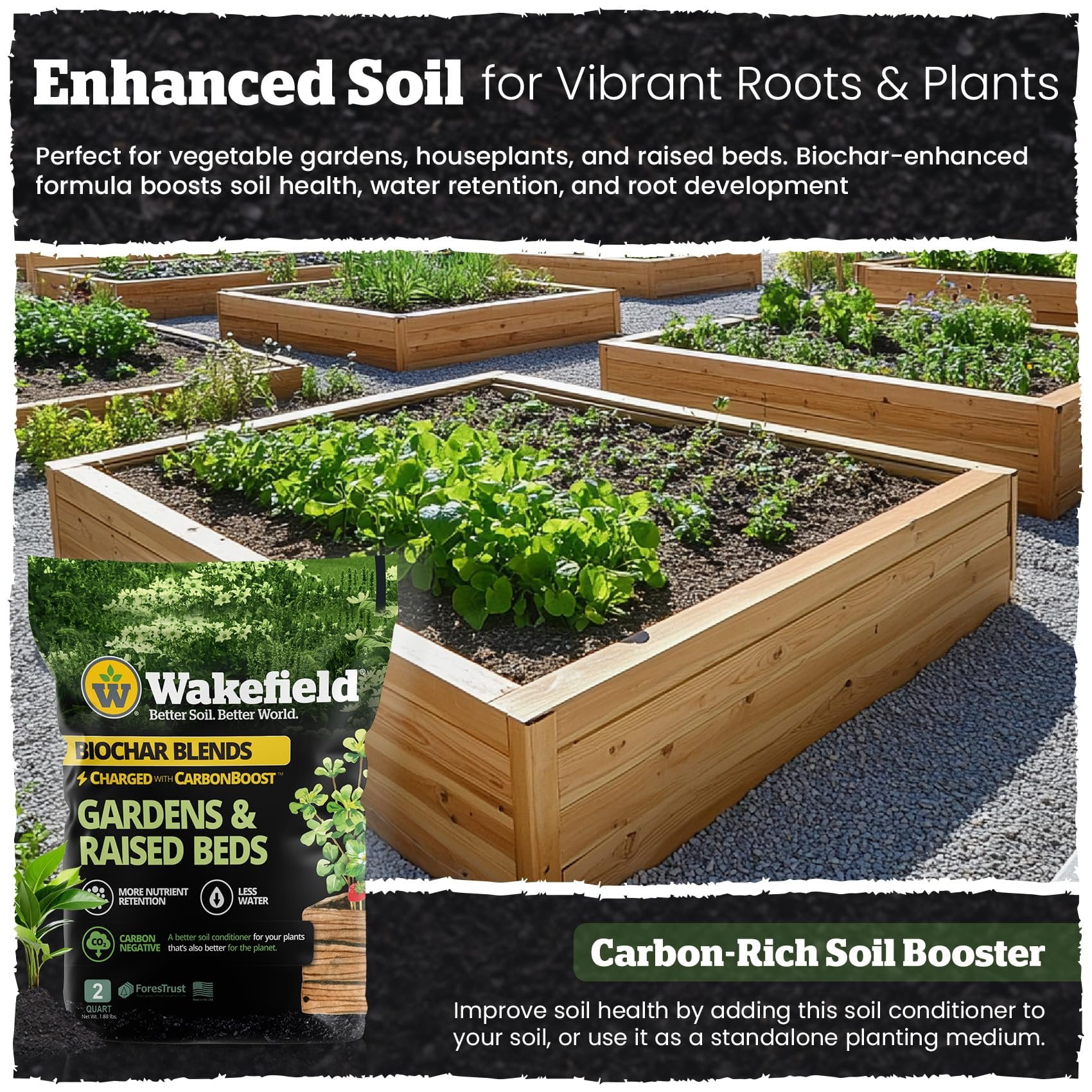 Wakefield Biochar Blend Garden Soil with CarbonBoost (2 Quarts) 7yhw2