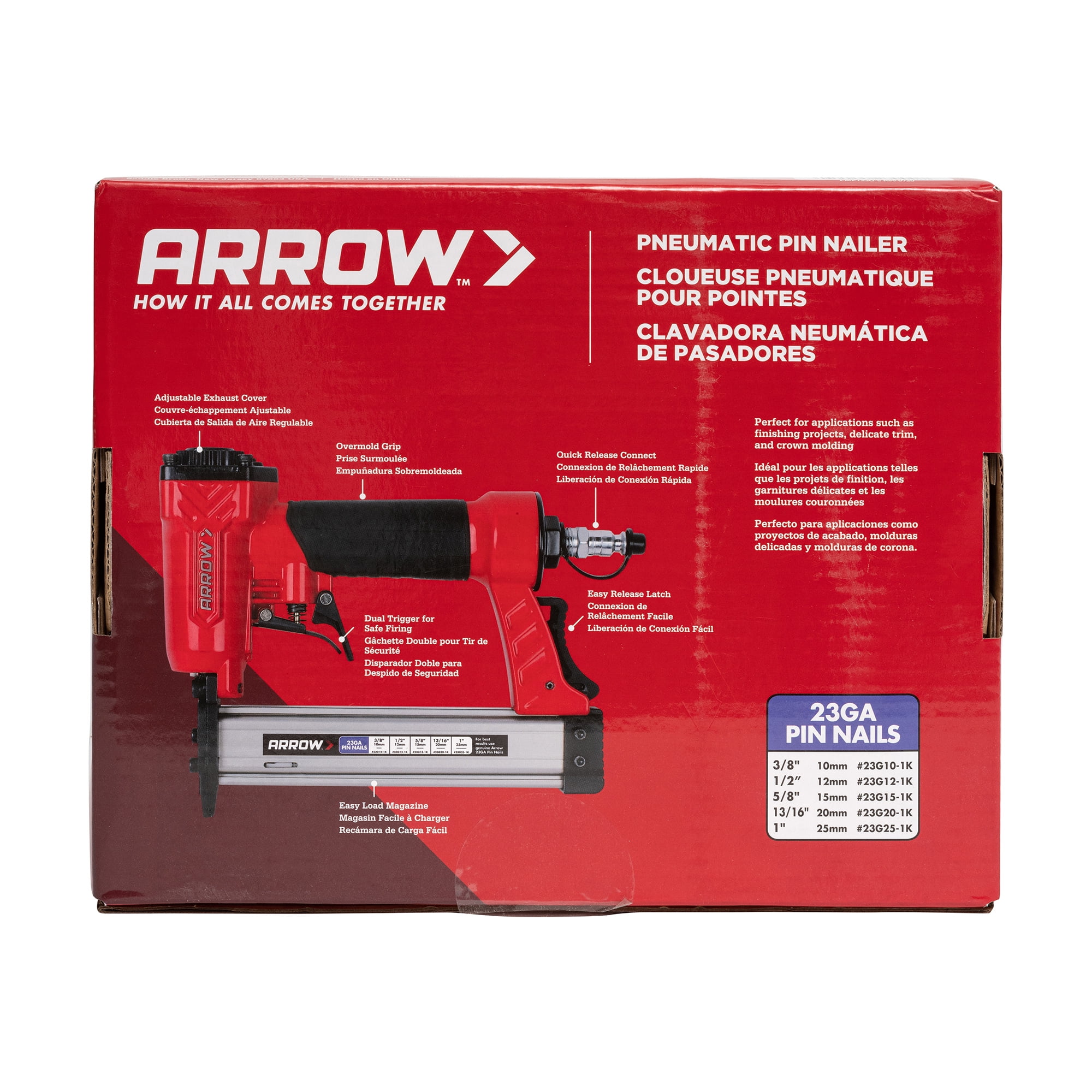 Arrow PT23G Pneumatic Pin Nailer (Red, 23 Gauge) 3mmvz