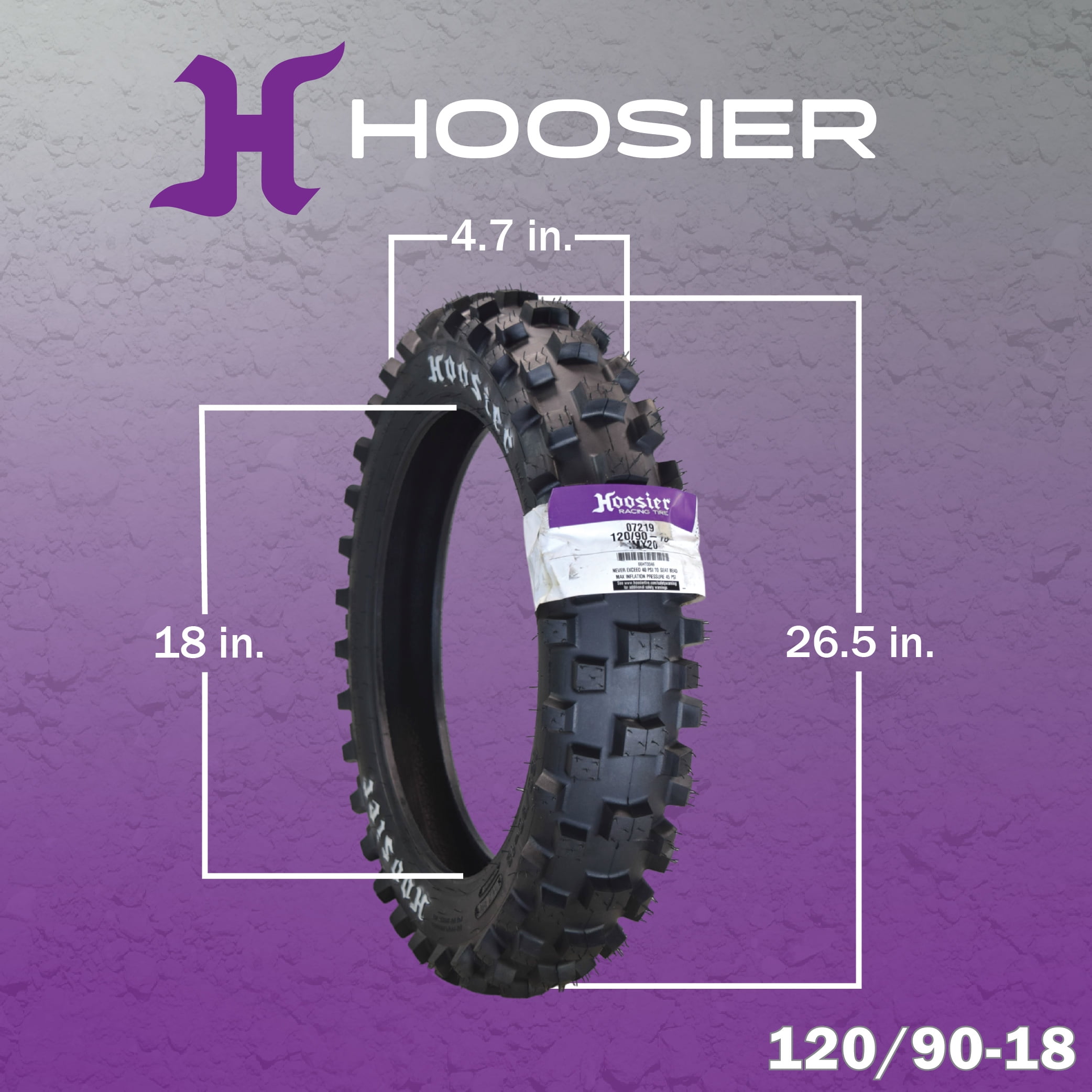 Hoosier Racing Tire IMX20 Dirt Bike Rear Tire (Black, 120/90-18 in) civ62