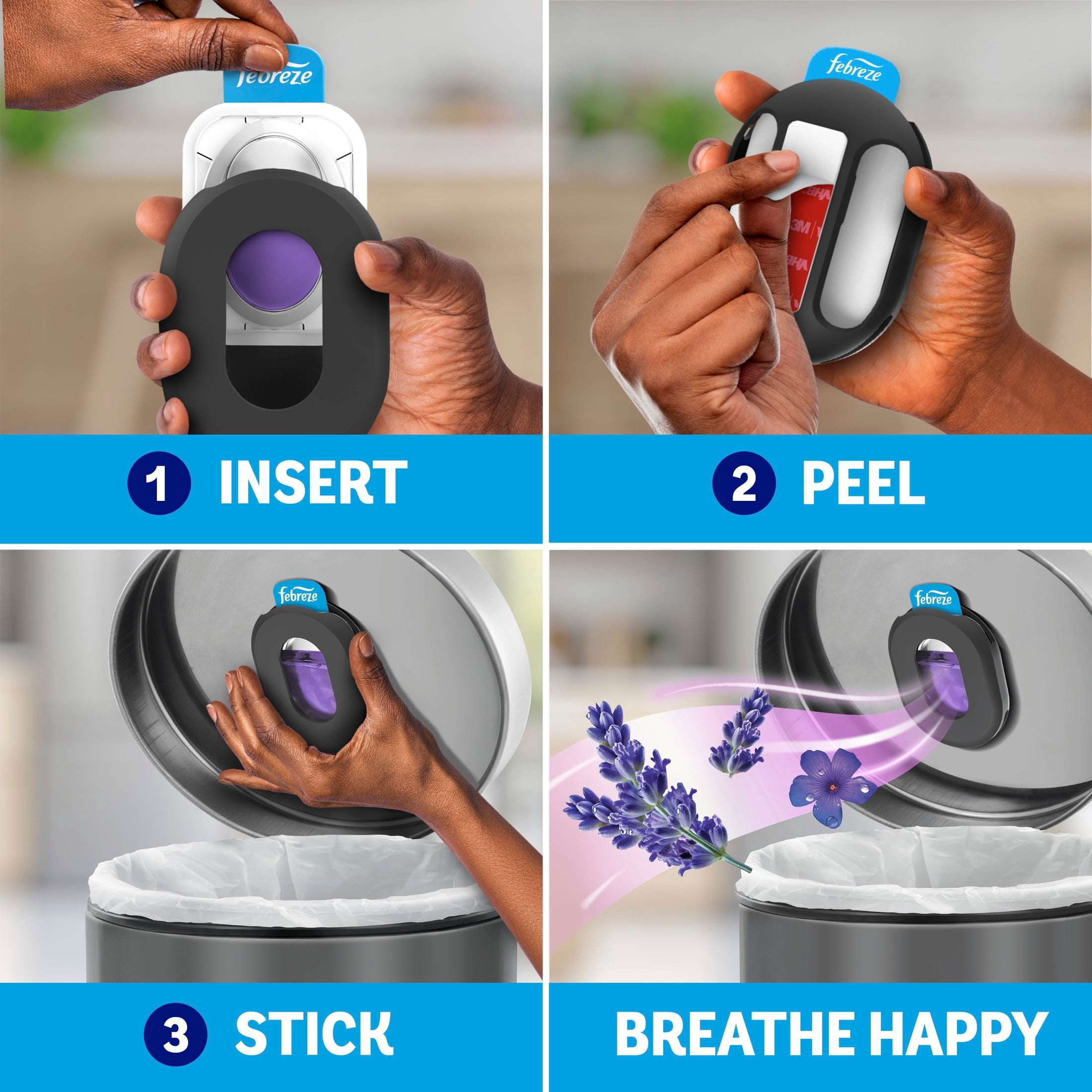 Febreze Trash Odor Fighter Kitchen Deodorizer (Twilight Lavender, 1 Holder and 1 Refill) s8qhk