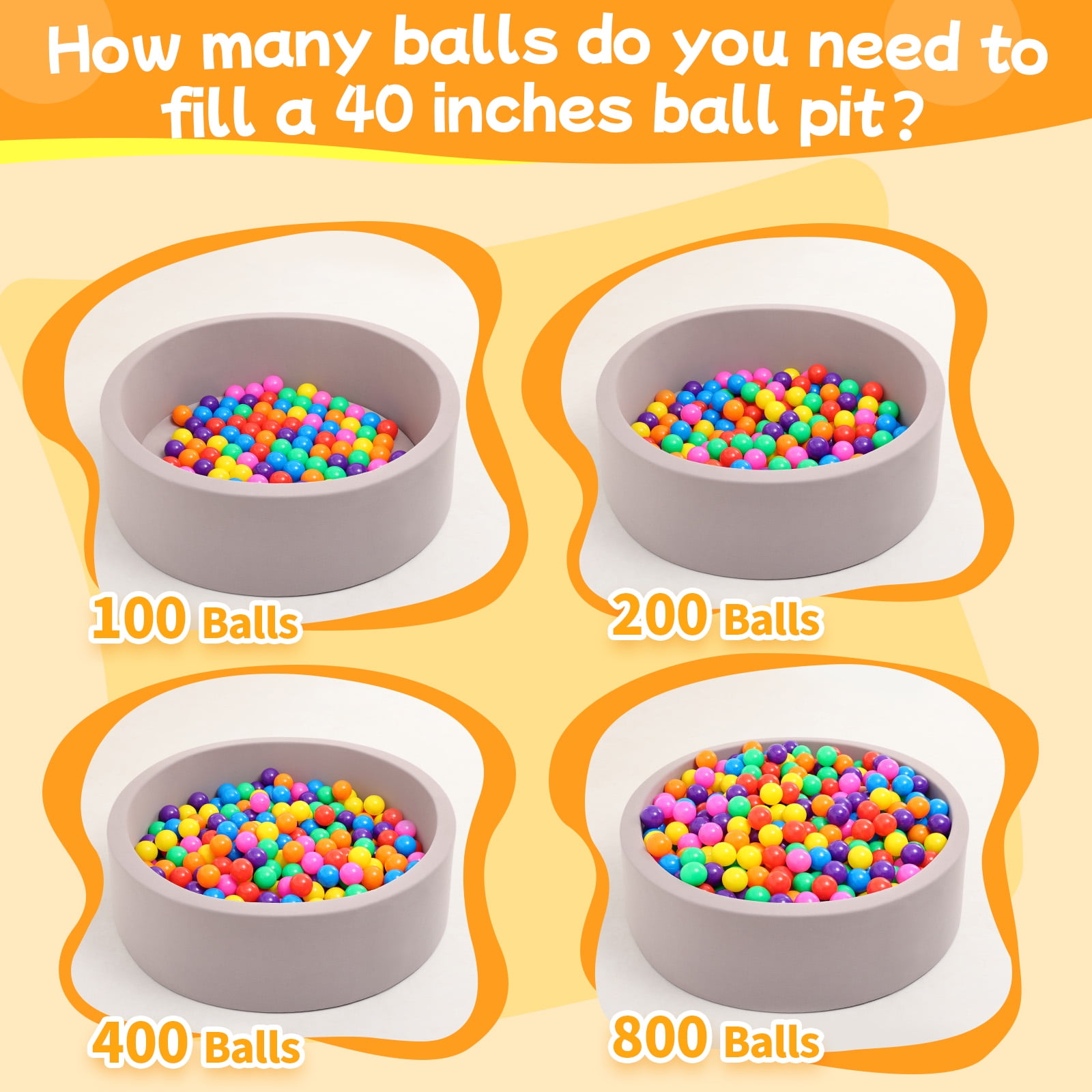 PigPigPen Ball Pit Play Balls, Crush-Resistant Plastic Sensory Toys for Toddlers (Multicolor, 50-Pack) o85y3