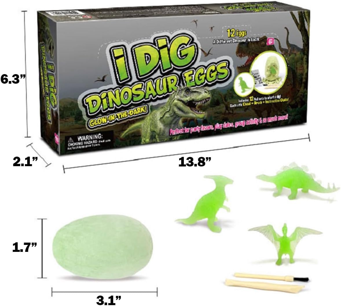 Piano Potato Glow in the Dark Dinosaur Dig Kit (12-Pack, Multi-Color) r7zu7