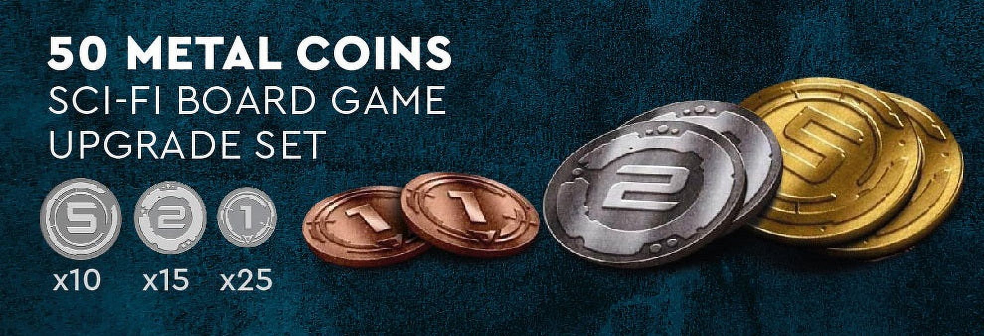Sleeve Kings Metal Coin Board Game Upgrade Set (Sci-Fi Theme, 50 Pieces) beajs