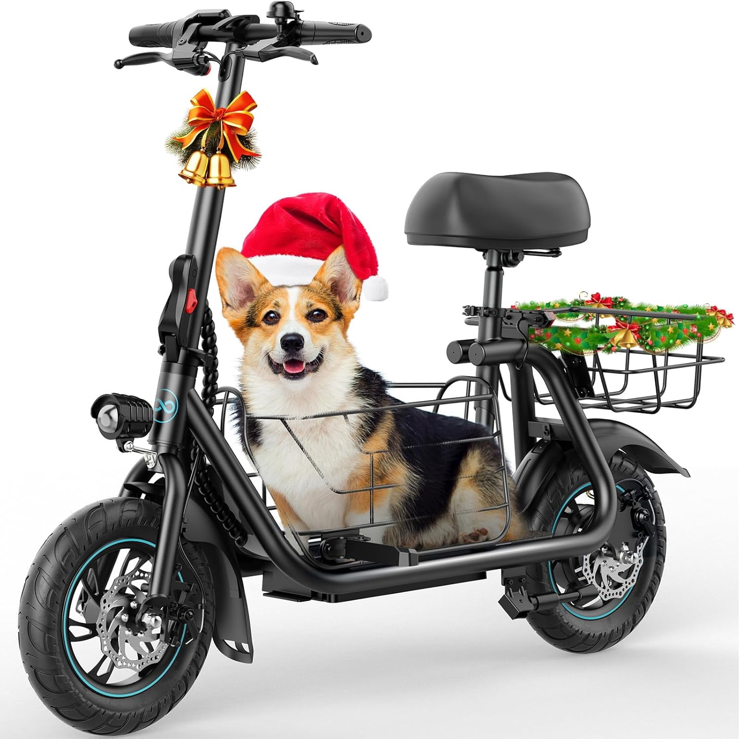 GYROOR Electric Scooter for Adults with Pet Basket, 550W Motor, 19 MPH, 20 Mile Range, Foldable Commuter E-Scooter with Seat (Black) 3xv89