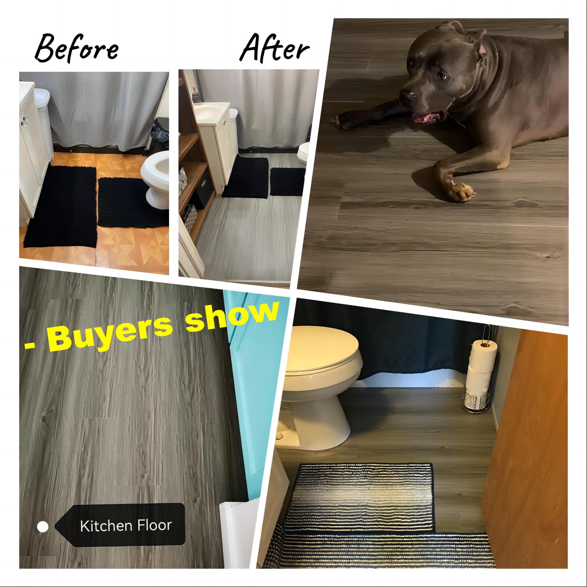 UMIGGEE Peel and Stick Vinyl Flooring Wood Look Tiles (Grey, 10 Pieces/Pack, 36 in x 6 in) 0rg86