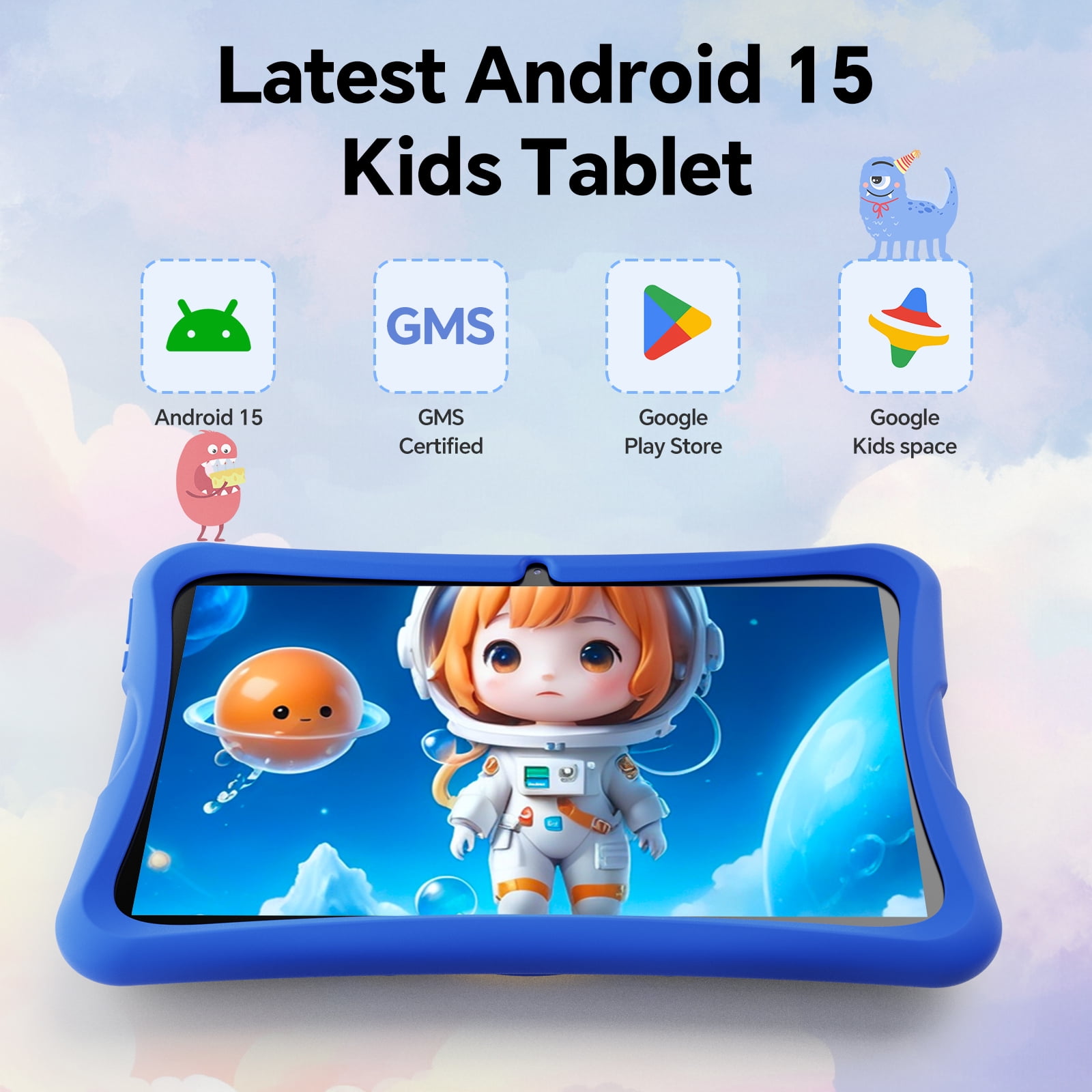 Haudio 10.1 in Android 15 Kids Tablet, Educational Learning Device with Parental Control and Shockproof Case (Blue, 64GB) 82xj8