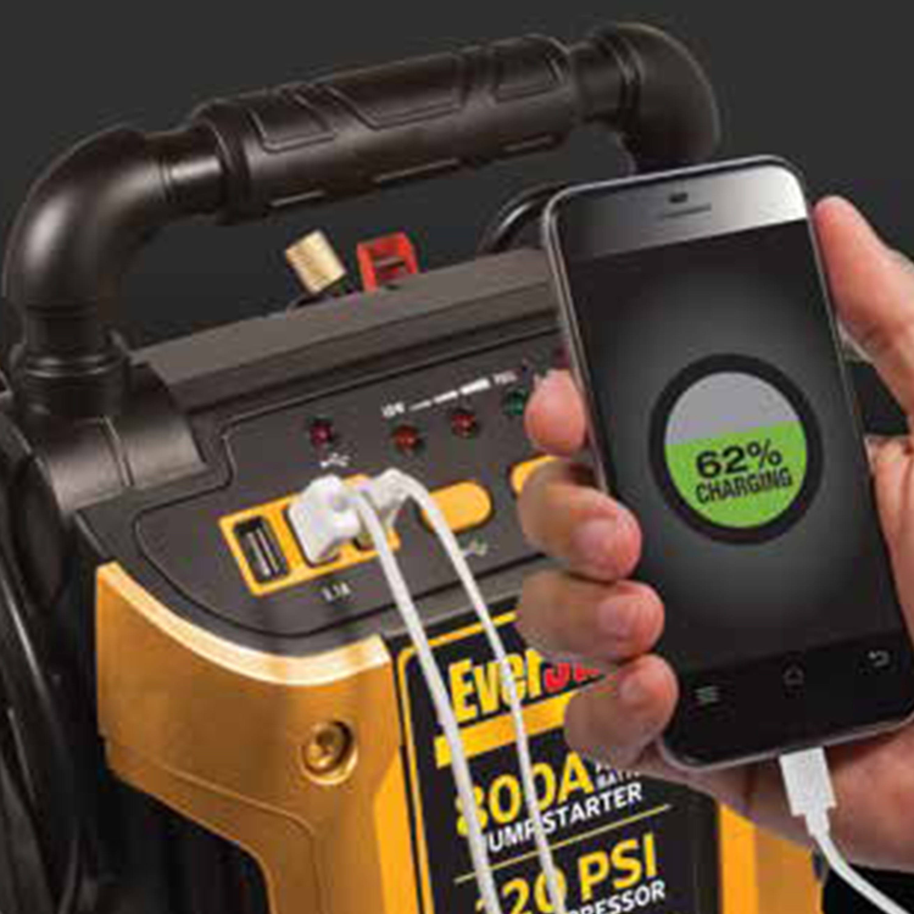 EverStart Maxx 1000 Peak Amp Jump Starter with 120 PSI Air Compressor and 3 USB Ports (10.83 in) c6s8x