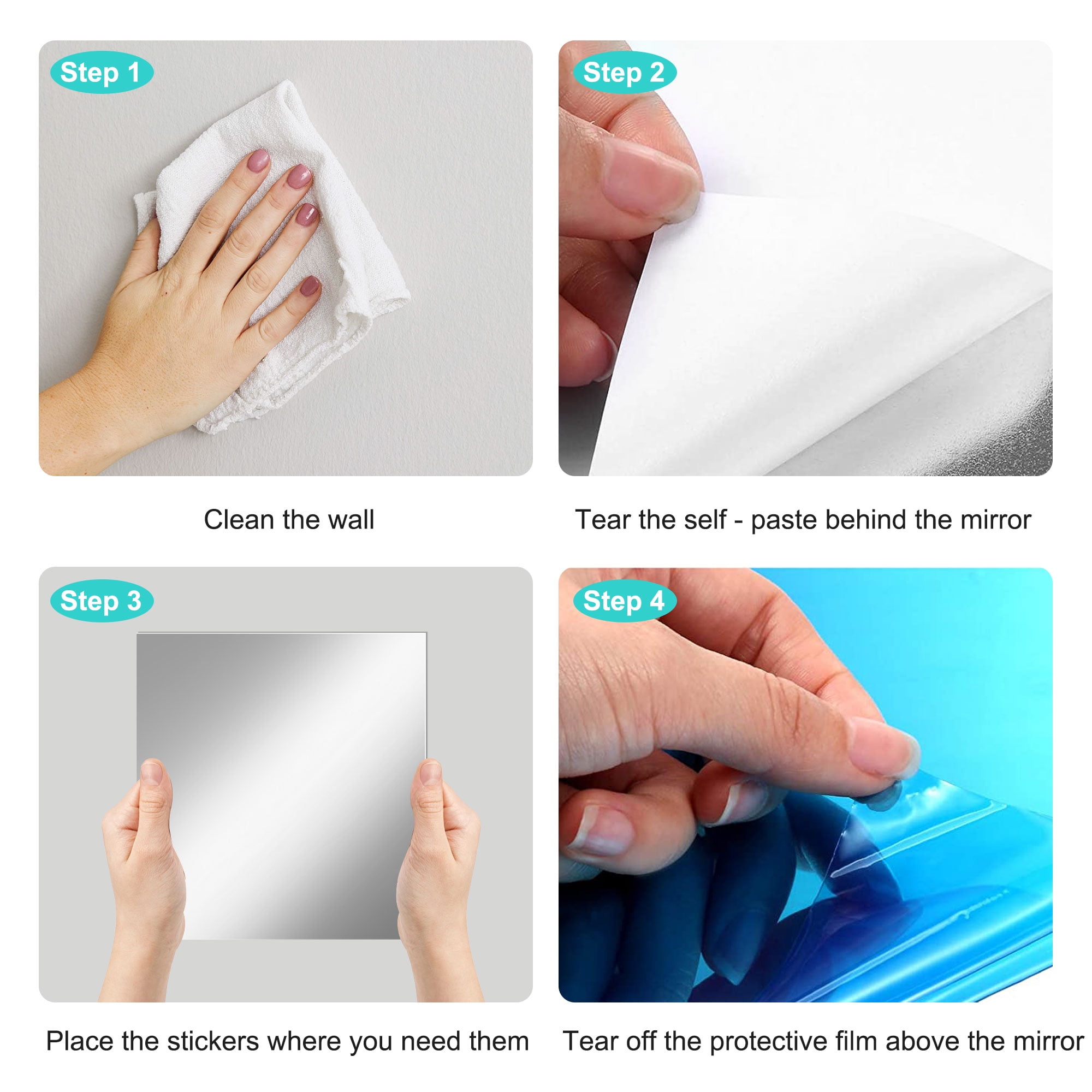 TSV Flexible Mirror Sheets Self-Adhesive Non-Glass Wall Tiles DIY Decor (12 Pieces, 6x6 in and 9x6 in) tjrgr