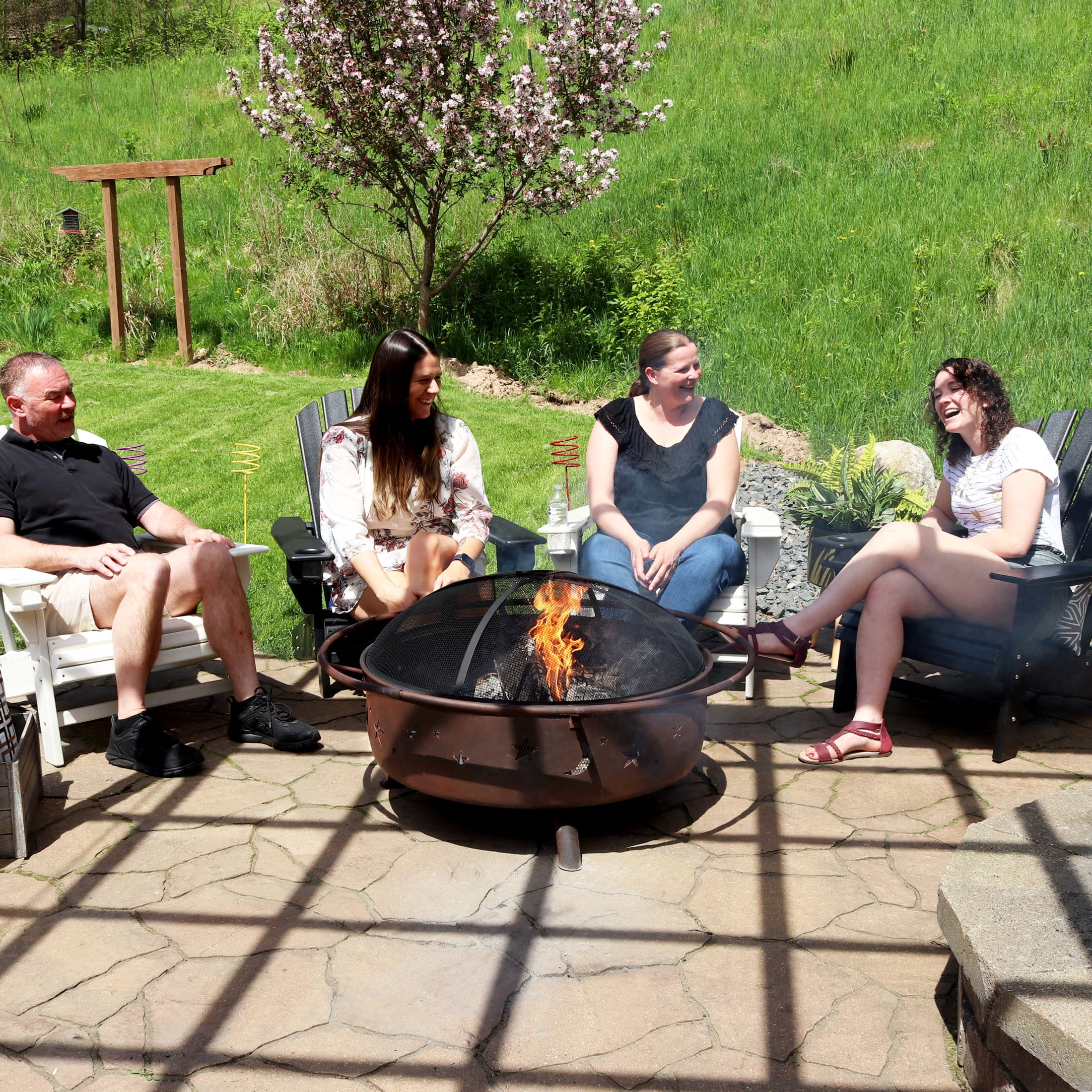 Sunnydaze Decor Cosmic Outdoor Fire Pit Wood Burning Patio Backyard Fireplace (Celestial Design, 42 in) 6ug0v