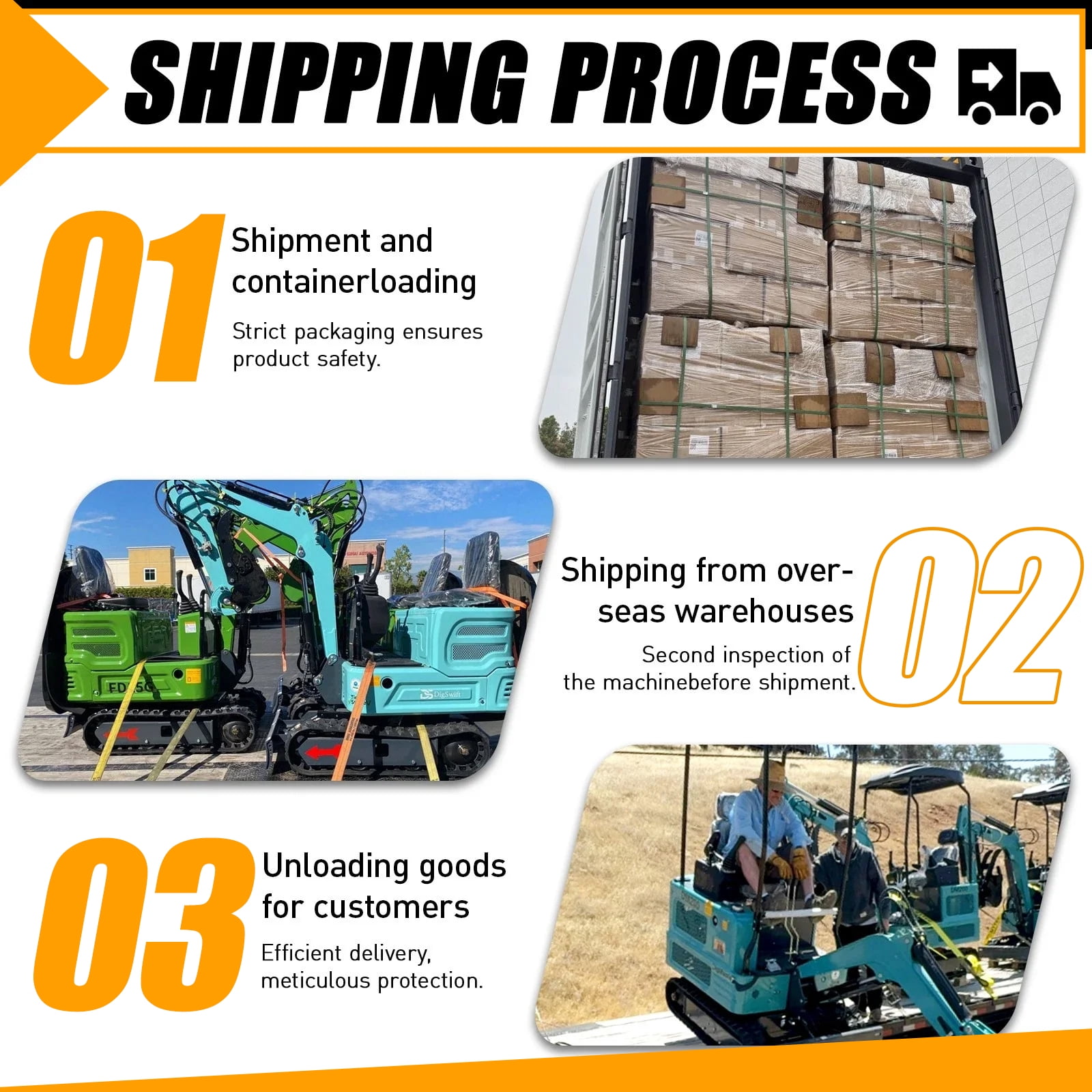 DigMaster 1.2 Ton Mini Excavator with 13.5 HP Gasoline Engine and Hydraulic Thumb (Orange, 2650 lb) diey3
