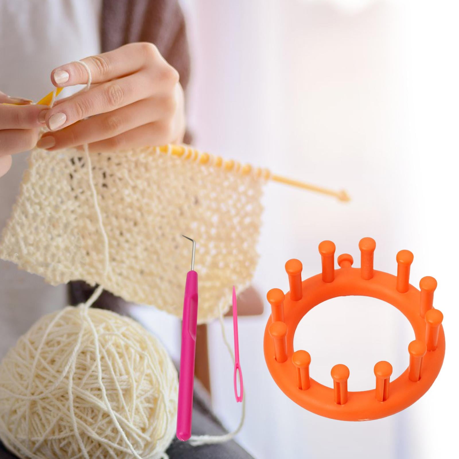 GUOOL Round Knitting Loom Set for DIY Yarn Crafts (Orange, 3.5 in) mow2f