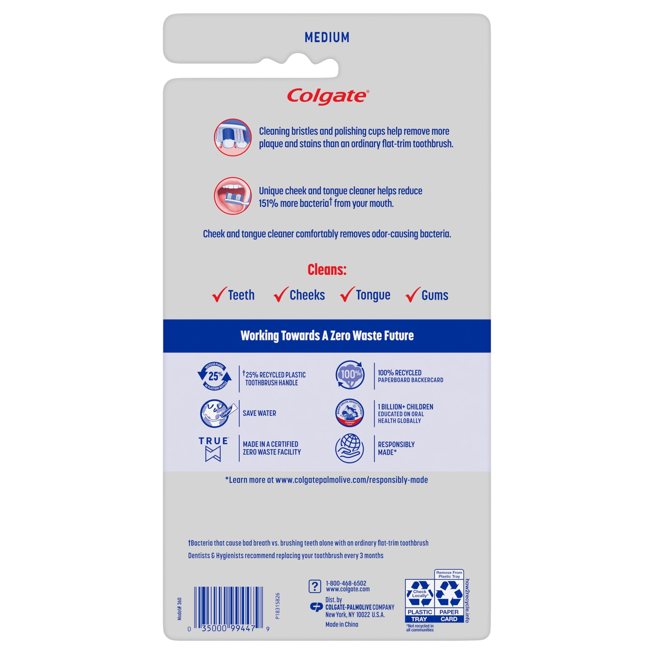 Colgate 360 Whole Mouth Clean Manual Toothbrush (Medium, 5 Pack) fnzj7