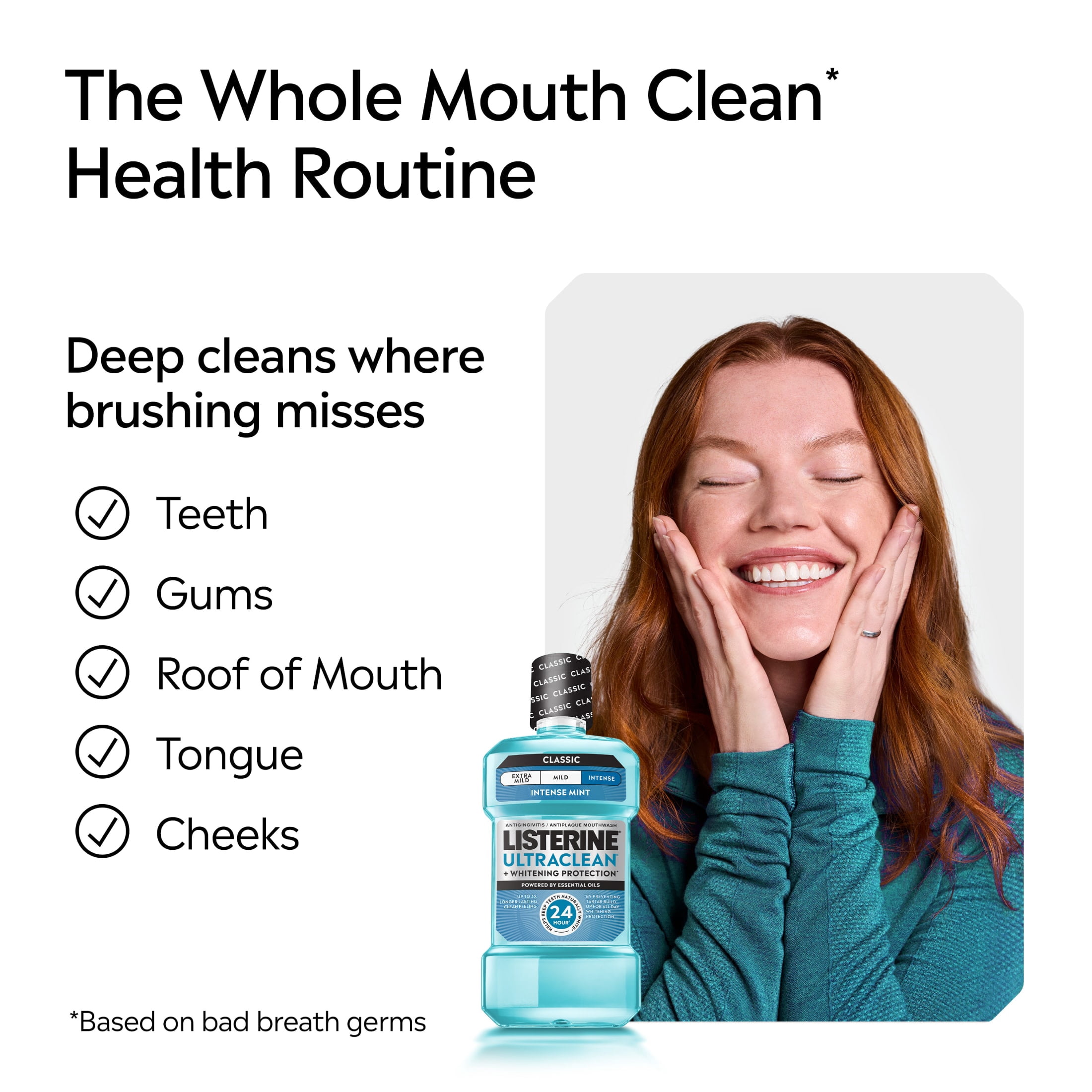 Listerine Ultraclean Antiseptic Mouthwash with Whitening Protection (Intense Mint, 50.7 fl oz) gr4rm