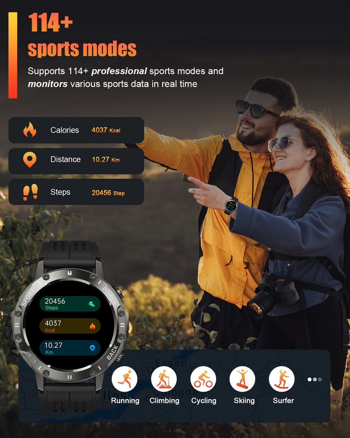 Tikland Smart Watch for Men, Bluetooth Call Fitness Tracker with 1.39 in AMOLED HD Screen, Rugged Sports Smartwatch (Black, 1.39 in) gdem6
