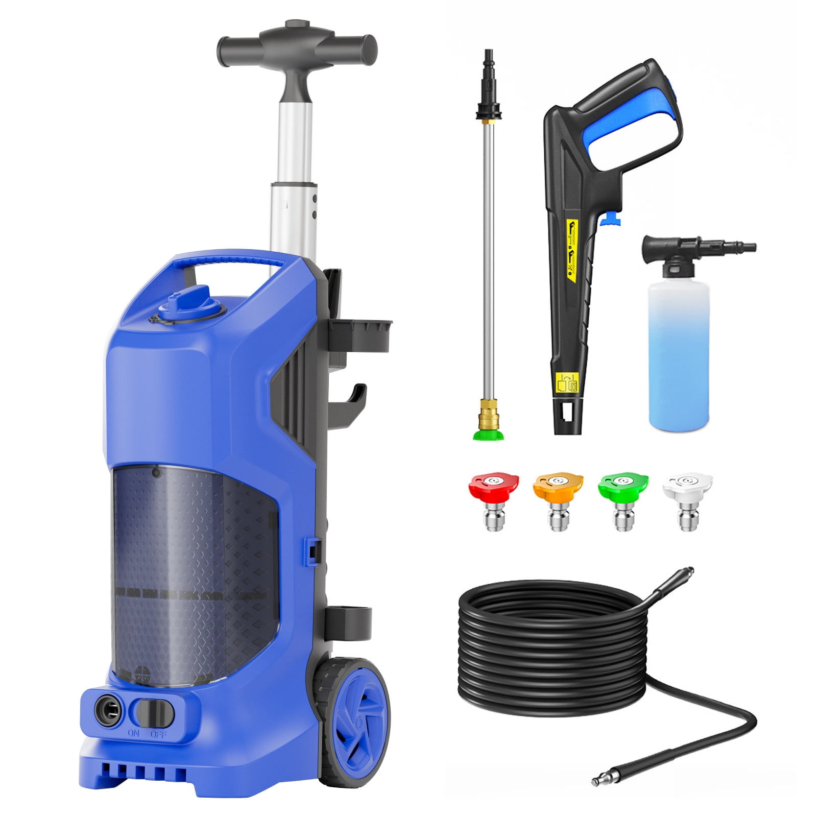 HONGDONG Electric Power Washer, 4200 PSI 2.5 GPM High-Pressure Cleaner with 25 ft Hose and Detergent Dispenser (Rolling Wheel Design) fmyj8