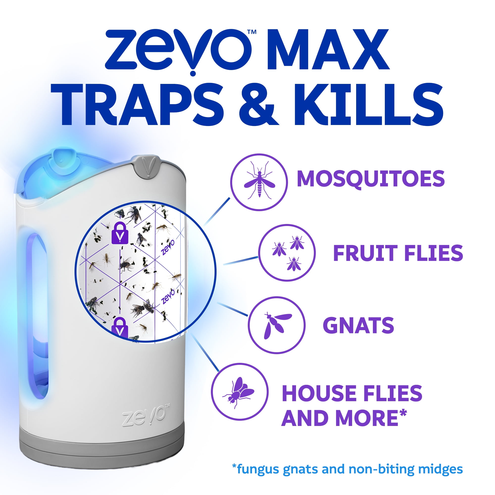 Zevo Max Indoor Flying Insect Trap (UV Light Attractant, 1 Device & 2 Cartridges) 9c2f7