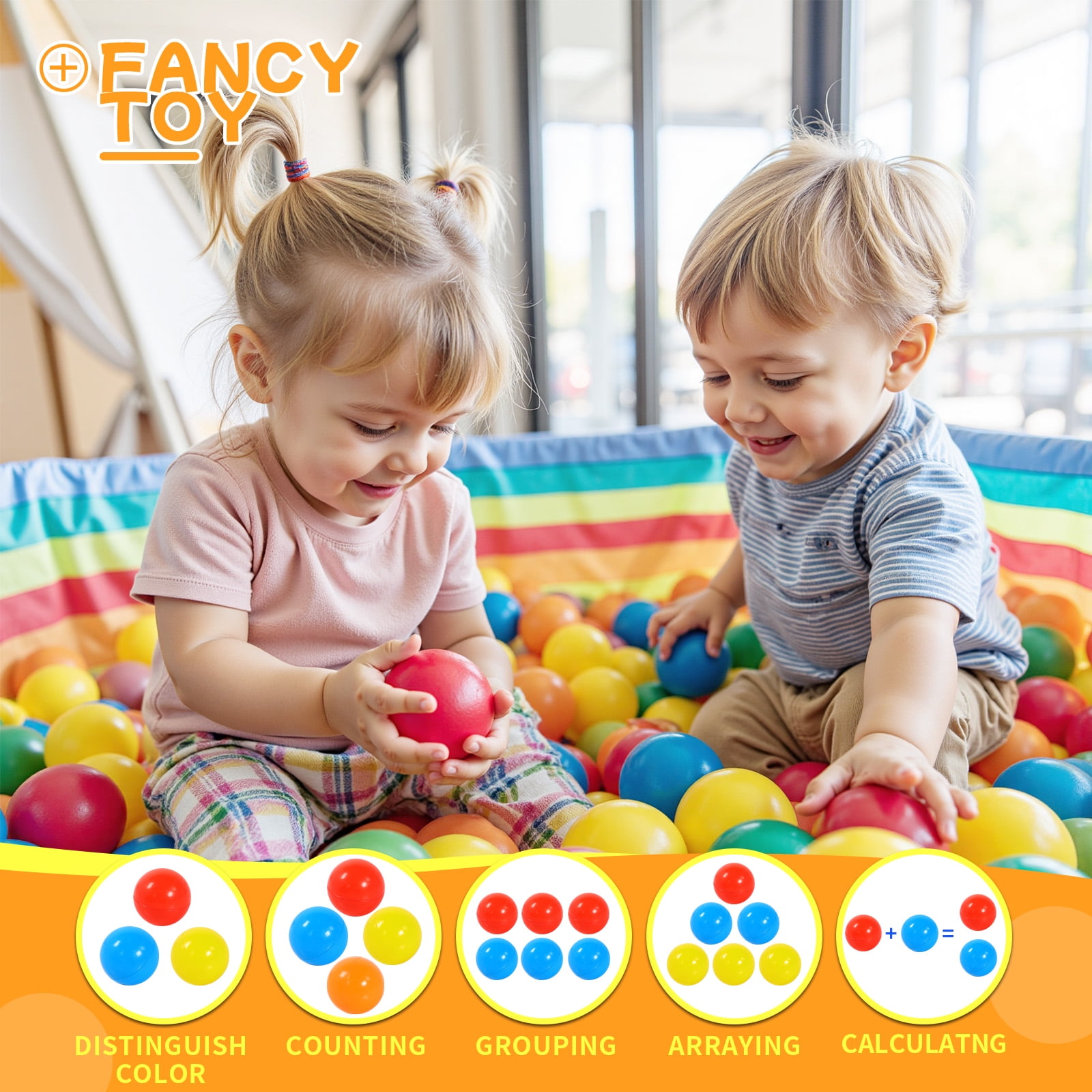 PigPigPen Ball Pit Play Balls, Crush-Resistant Plastic Sensory Toys for Toddlers (Multicolor, 50-Pack) o85y3