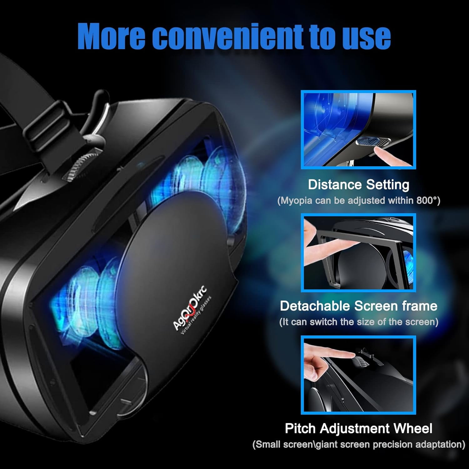 PUSABIYOU VR Headset with Controller 3D Virtual Reality Glasses for Smartphones (Black, 5-7 in) rrktd