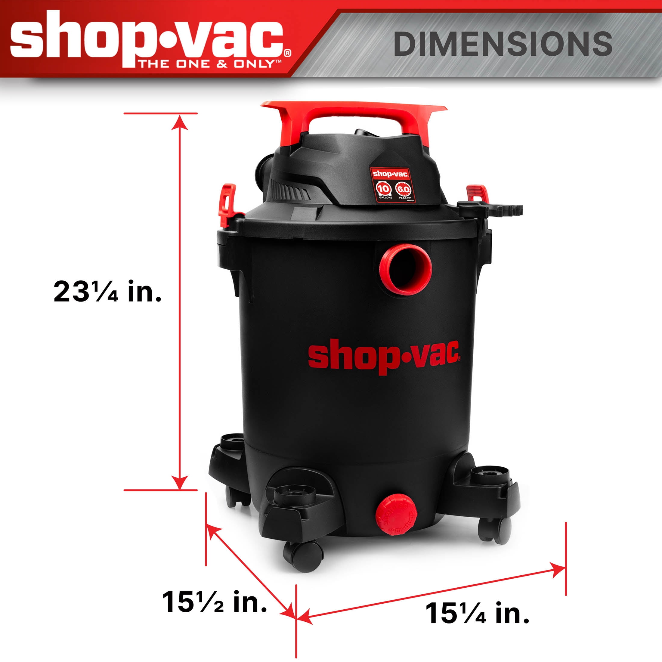 Shop-Vac Wet Dry Vacuum Cleaner with 10 Gallon Capacity and 6.0 Peak HP Motor (Black, 10 Gallon) hr5rp
