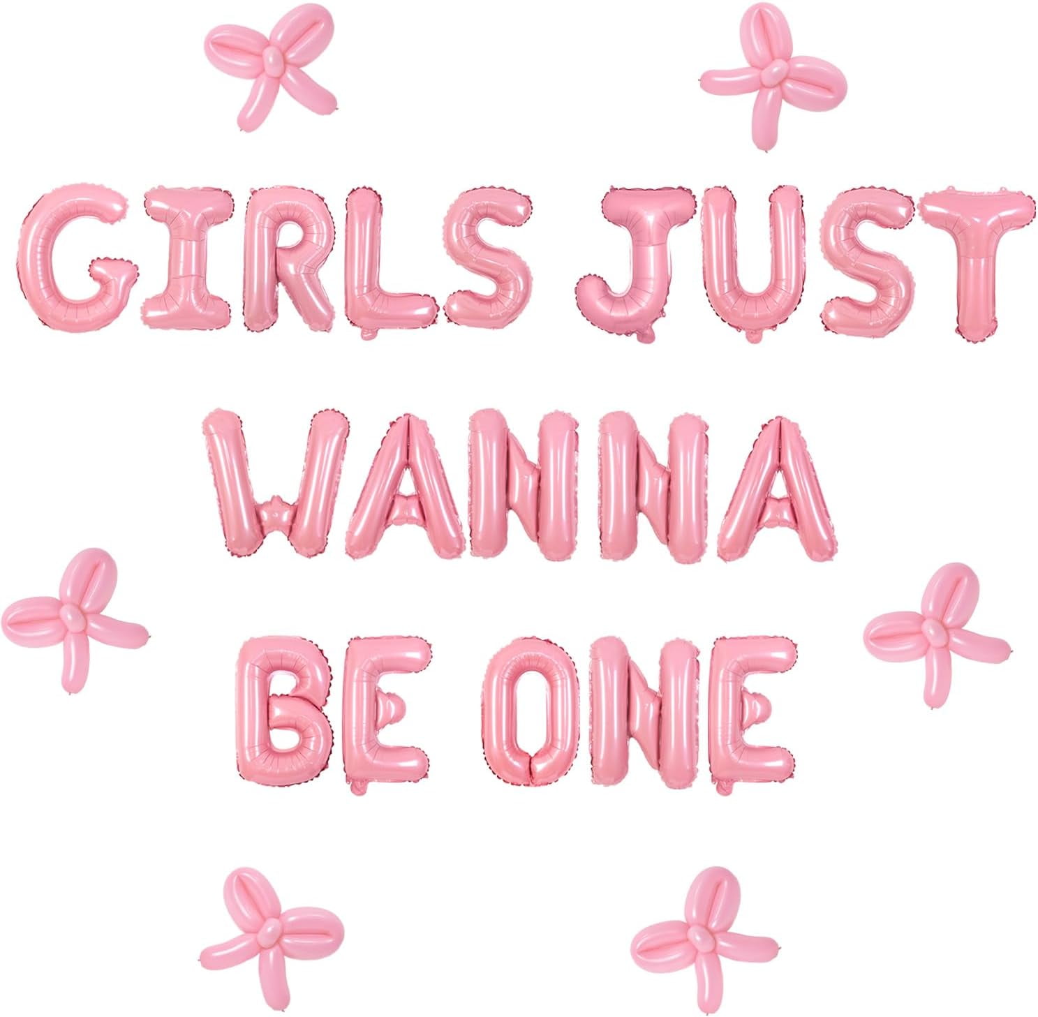Generic Girls Just Wanna Be One Birthday Balloon Banner Set (Pink, 1 Pack) pkrnf
