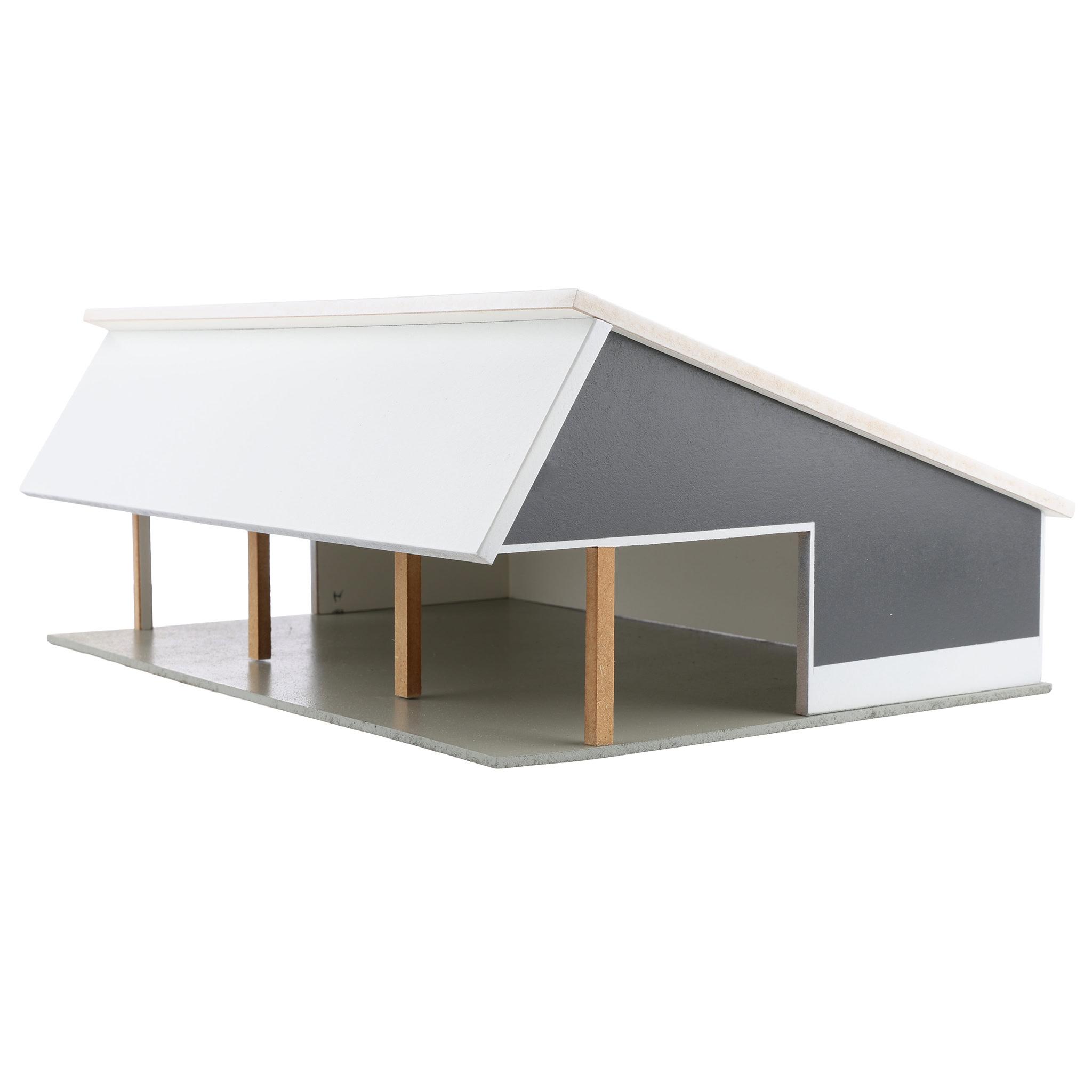 Outback Toys 1/64 Scale Wooden Cattle Shed Model with Removable Roof (Light Gray and Dark Gray, 12.5 in x 9 in x 5 in) xlw4i