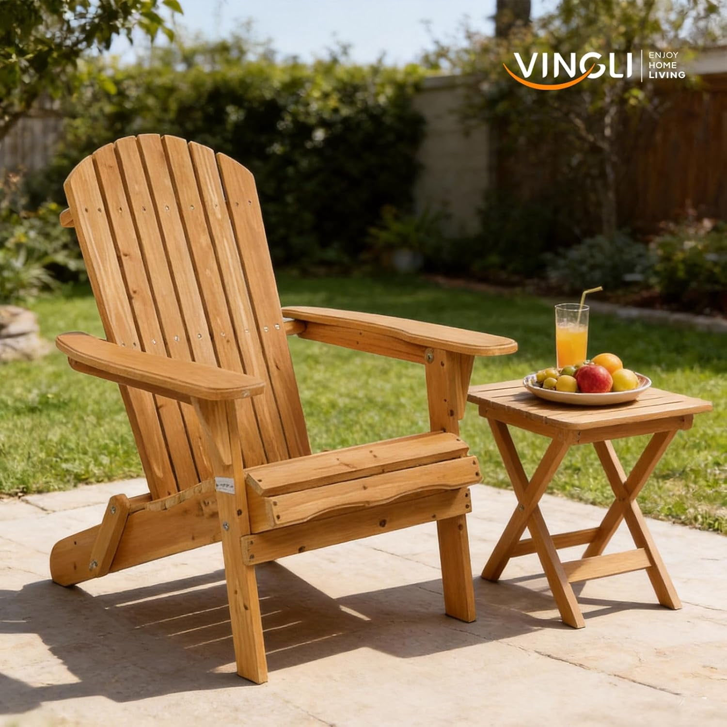 PEXMOR Folding Adirondack Chair, Heavy-Duty Wood Patio Lounge Chair for Fire Pit (Brown) 9yb8x