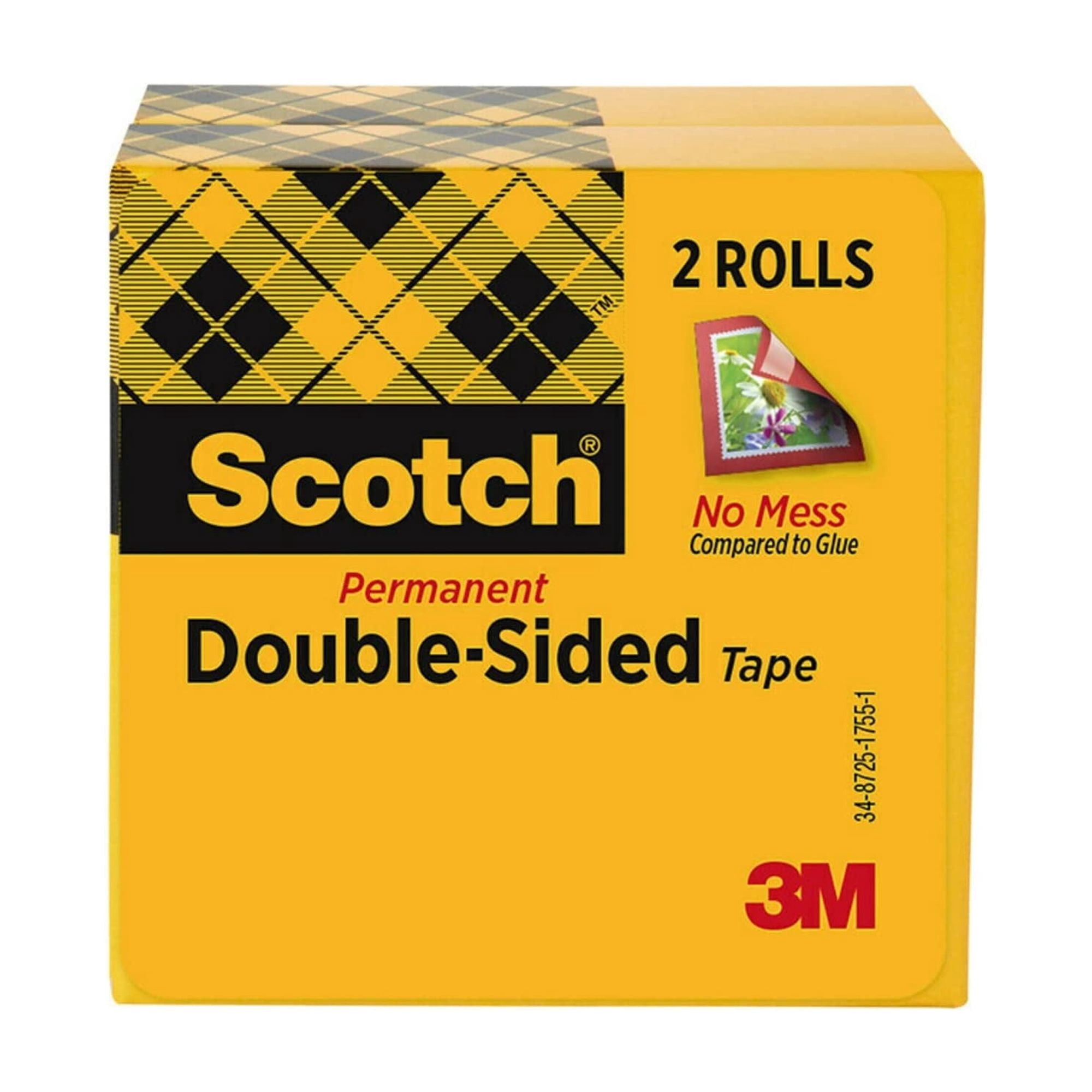 Scotch Double-Sided Permanent Tape, Strong Adhesive for Crafts and Office Projects (Clear, 0.5 in x 900 in, 2 Pack) y0t5j