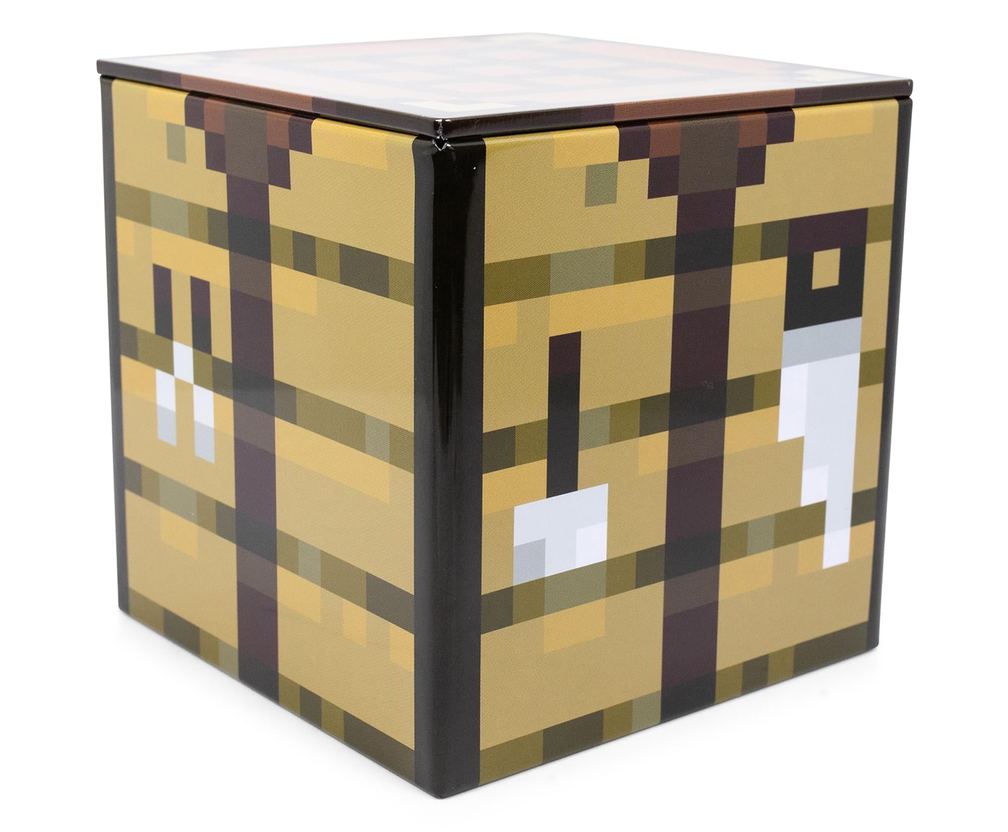 Minecraft Crafting Table Metal Storage Box Organizer with Lid (Brown, 4 in) boezd