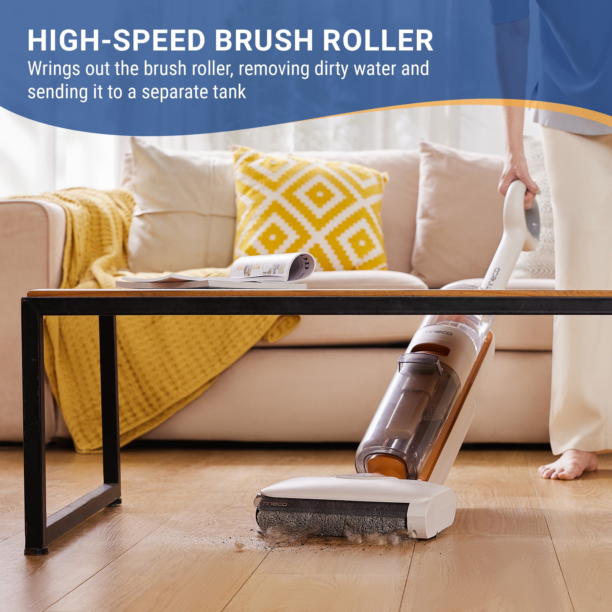 Tineco GO MAX Cordless Wet Dry Vacuum and Mop, Self-Cleaning Floor Washer for Hardwood and Sealed Floors (White) 8yk6k