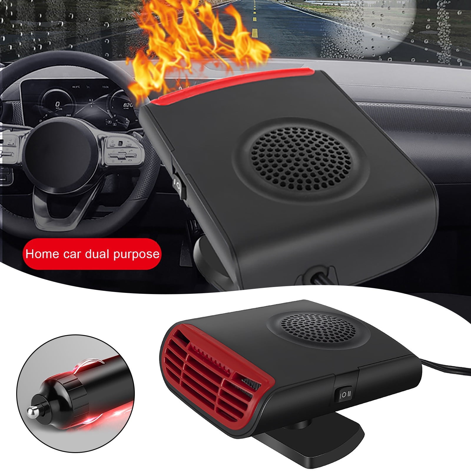 ZFYXGS Portable Car Heater and Windshield Defroster, 12V Electric Heating Fan for Vehicle Interior (Black) qv3yi