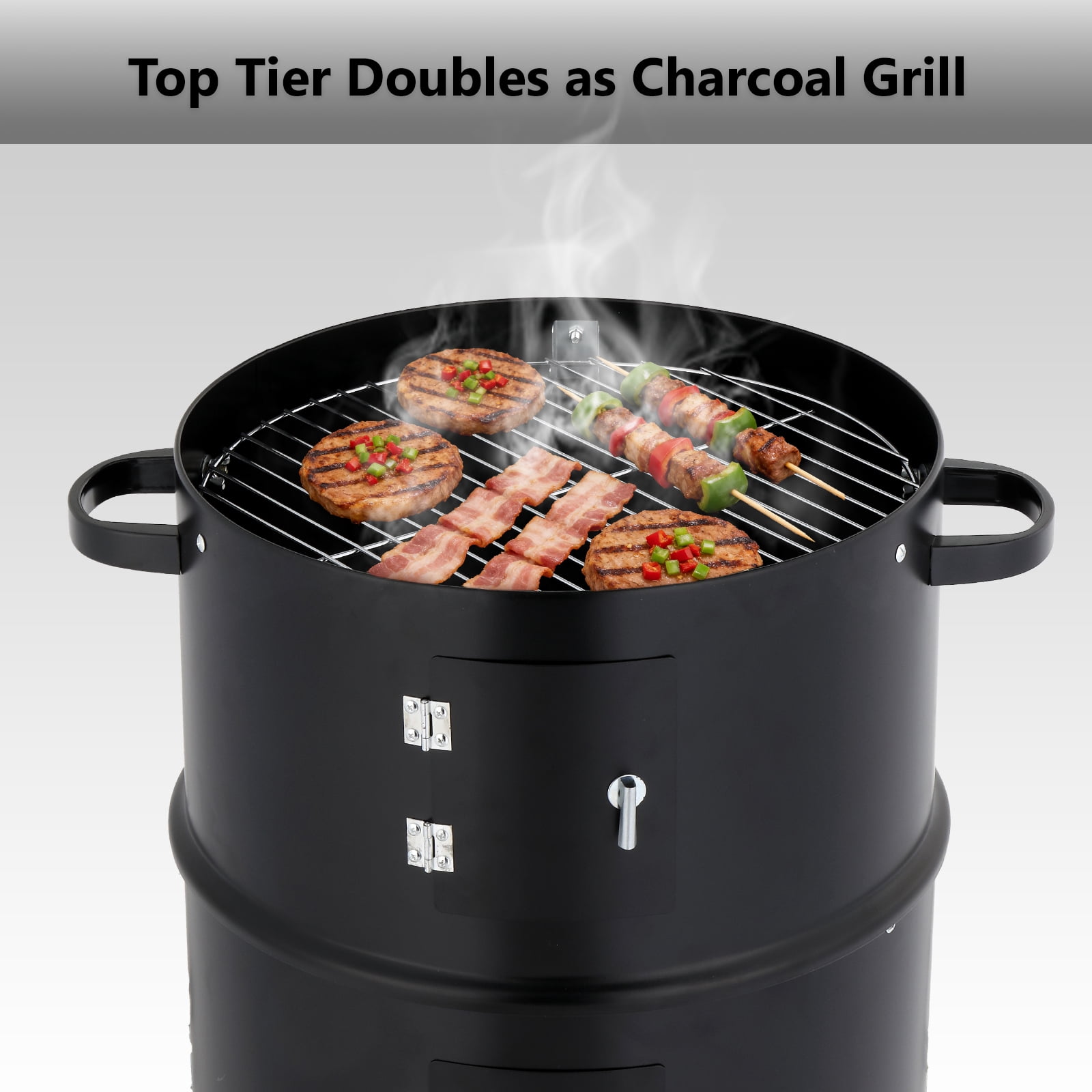 Hendoct Vertical Charcoal Smoker, Heavy-Duty Steel BBQ Grill with Chimney for Outdoor Cooking (Black, 16.9 in x 20.5 in x 33.5 in) 7olpy