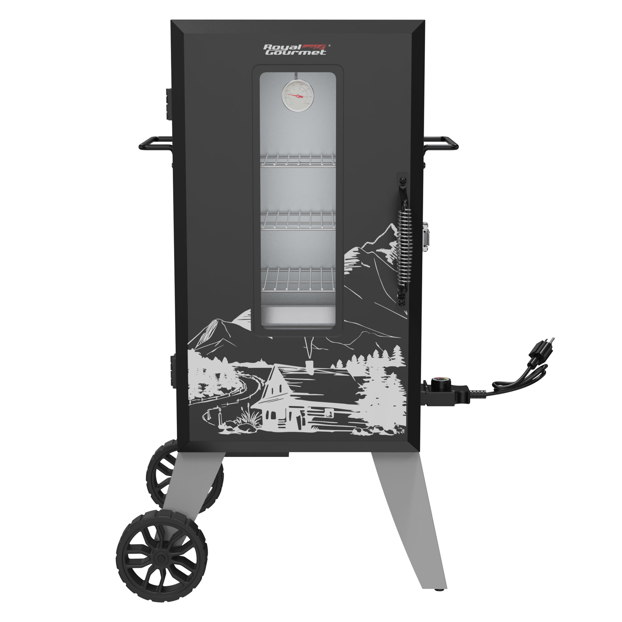 Royal Gourmet SE2806 28-inch Analog Electric Smoker with Clear-view Window and 3 Racks (Black, 22.68 in x 20.87 in x 37.32 in) 5lc3x