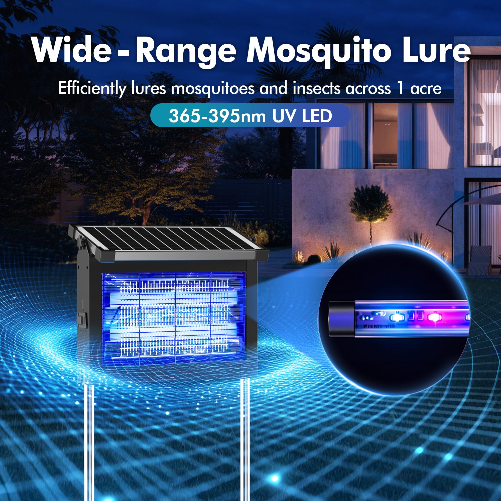 REPPISS Solar Bug Zapper Outdoor, Waterproof Mosquito & Fly Killer Lamp for Garden and Patio (1 Acre Coverage) cyn8r