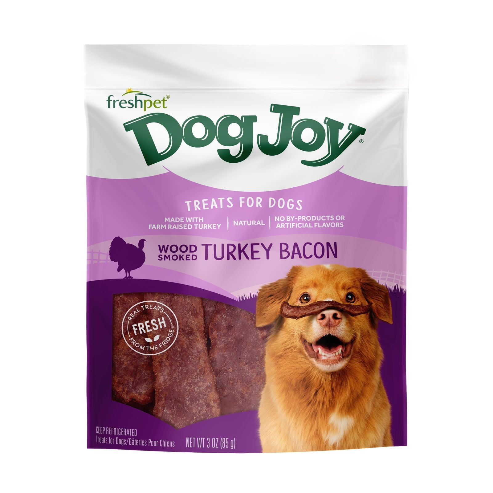 Freshpet Dog Joy Wood-Smoked Turkey Bacon Dog Treats (Natural Grain-Free Recipe, 3 oz) odx9k