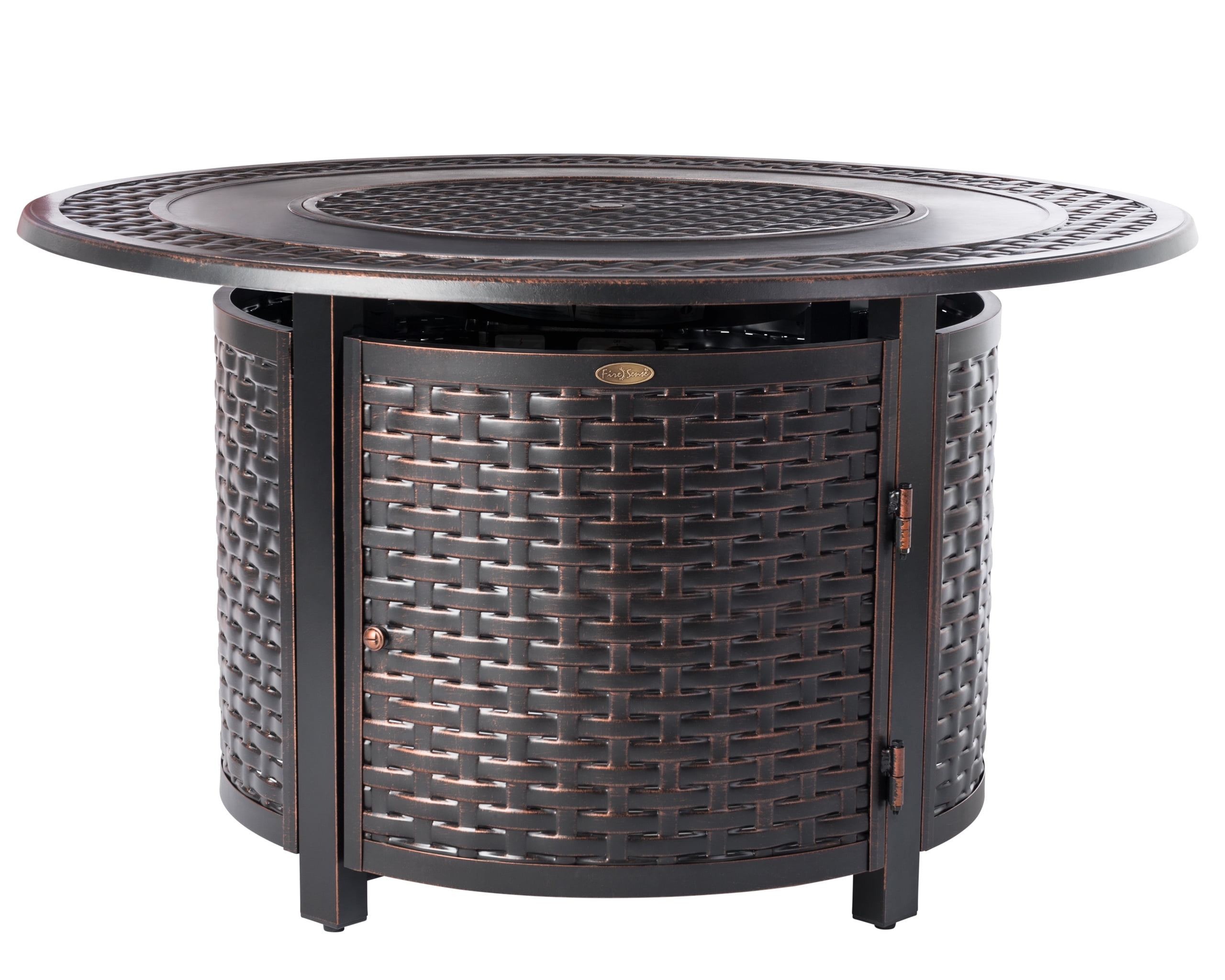 Fire Sense Aluminum Gas Fire Pit Table with Lid and Cover (Antique Bronze, 44 in) g9kz6