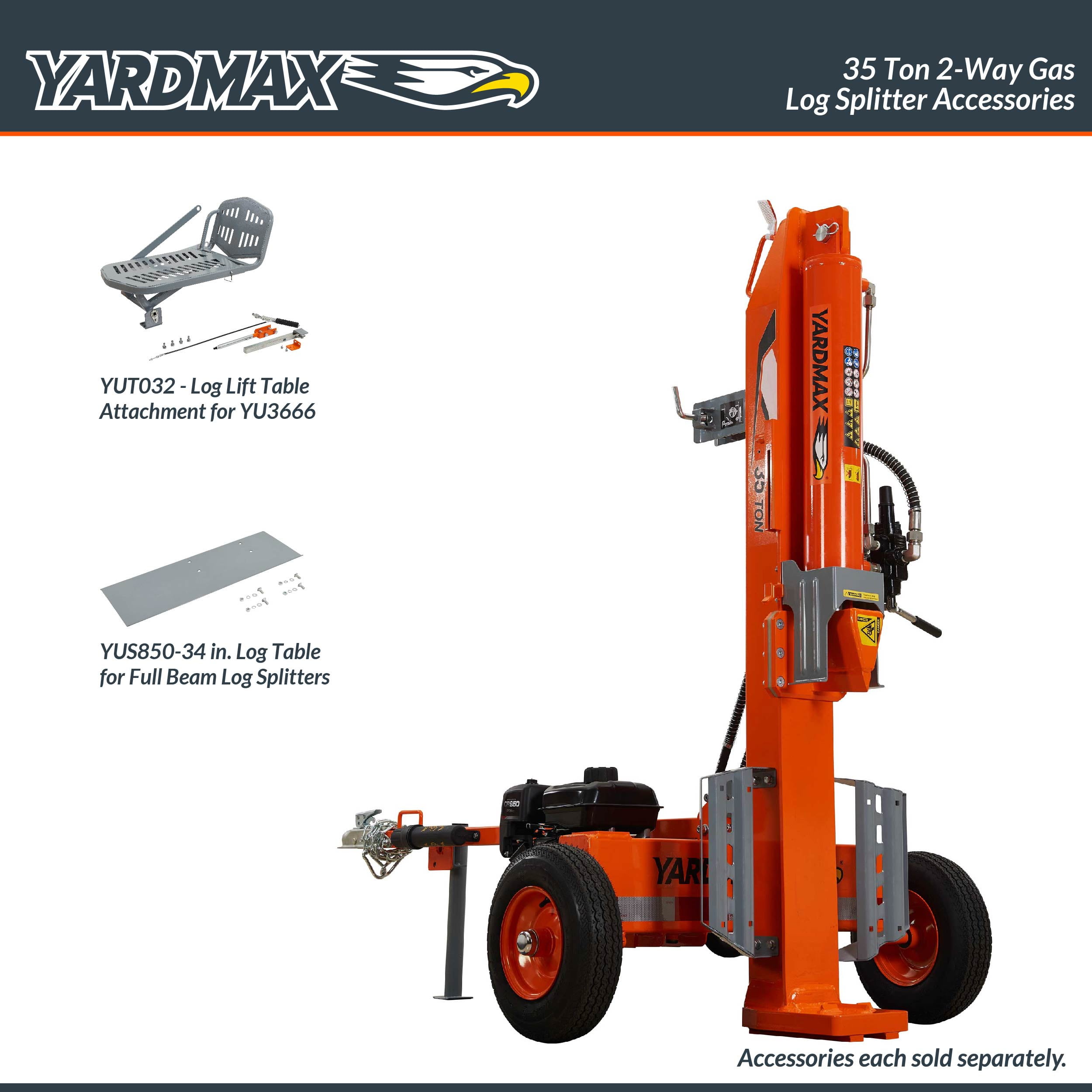 Yardmax 35 Ton Gas Log Splitter with Briggs & Stratton Engine (Orange, 26.5 in) cpqez