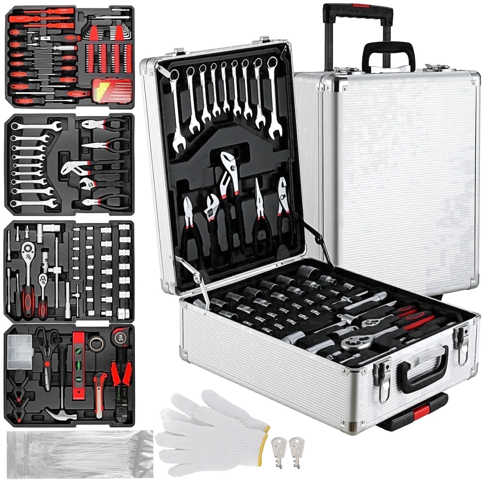 TLGREEN 799-Piece Mechanic Tool Set with Rolling Trolley Case (Professional Household & Automotive Repair Kit, 19.7 in x 14.6 in x 7.1 in) 9j3o9