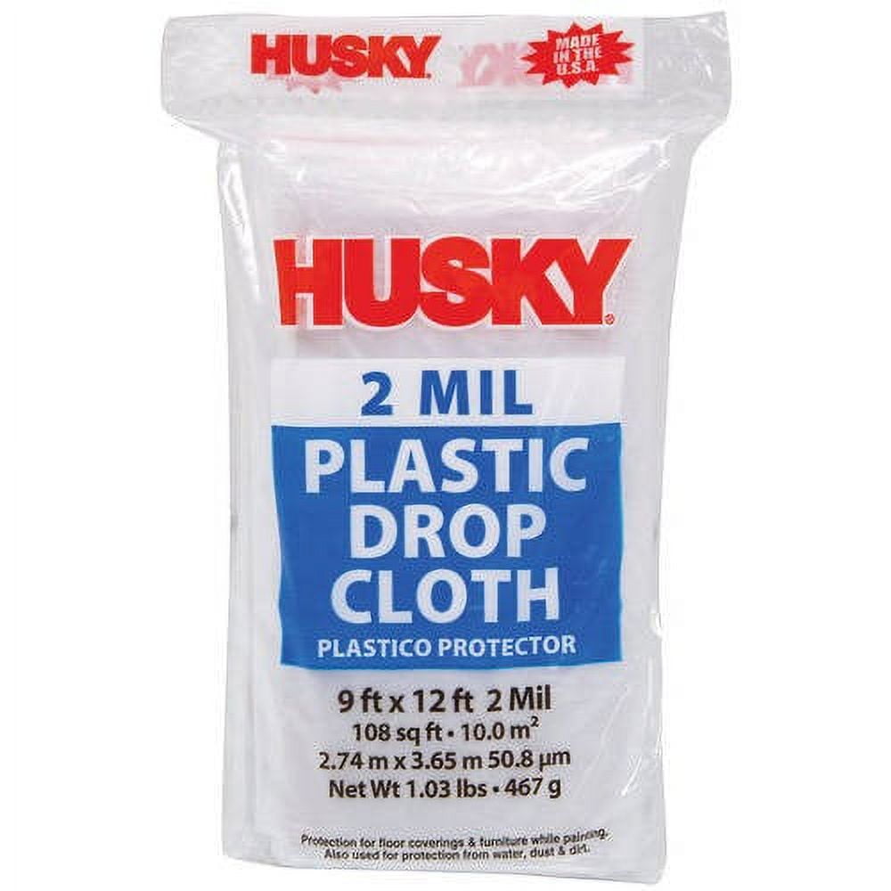 Husky Medium-Duty Plastic Drop Cloth (Clear, 9 ft x 12 ft) mrdib