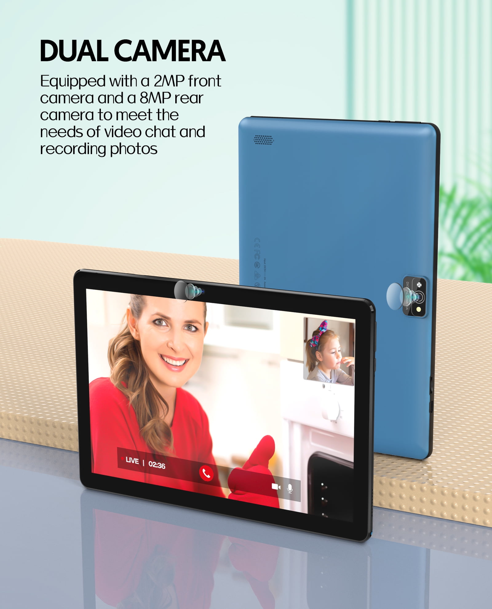 FITIFUN 10 in Android 13 Tablet, 7GB RAM 64GB ROM, 5G Wi-Fi, Dual Camera (Blue, 10 in) xjevg