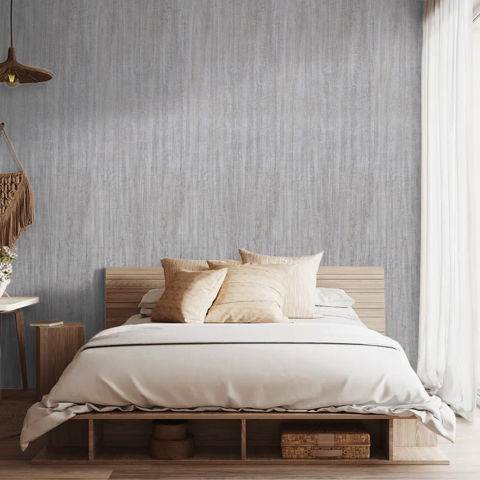 Abyssaly Gray Wood Peel and Stick Wallpaper, Waterproof Removable Contact Paper for Furniture and Wall Decor (Gray, 15.7 in x 118 in) ognrz