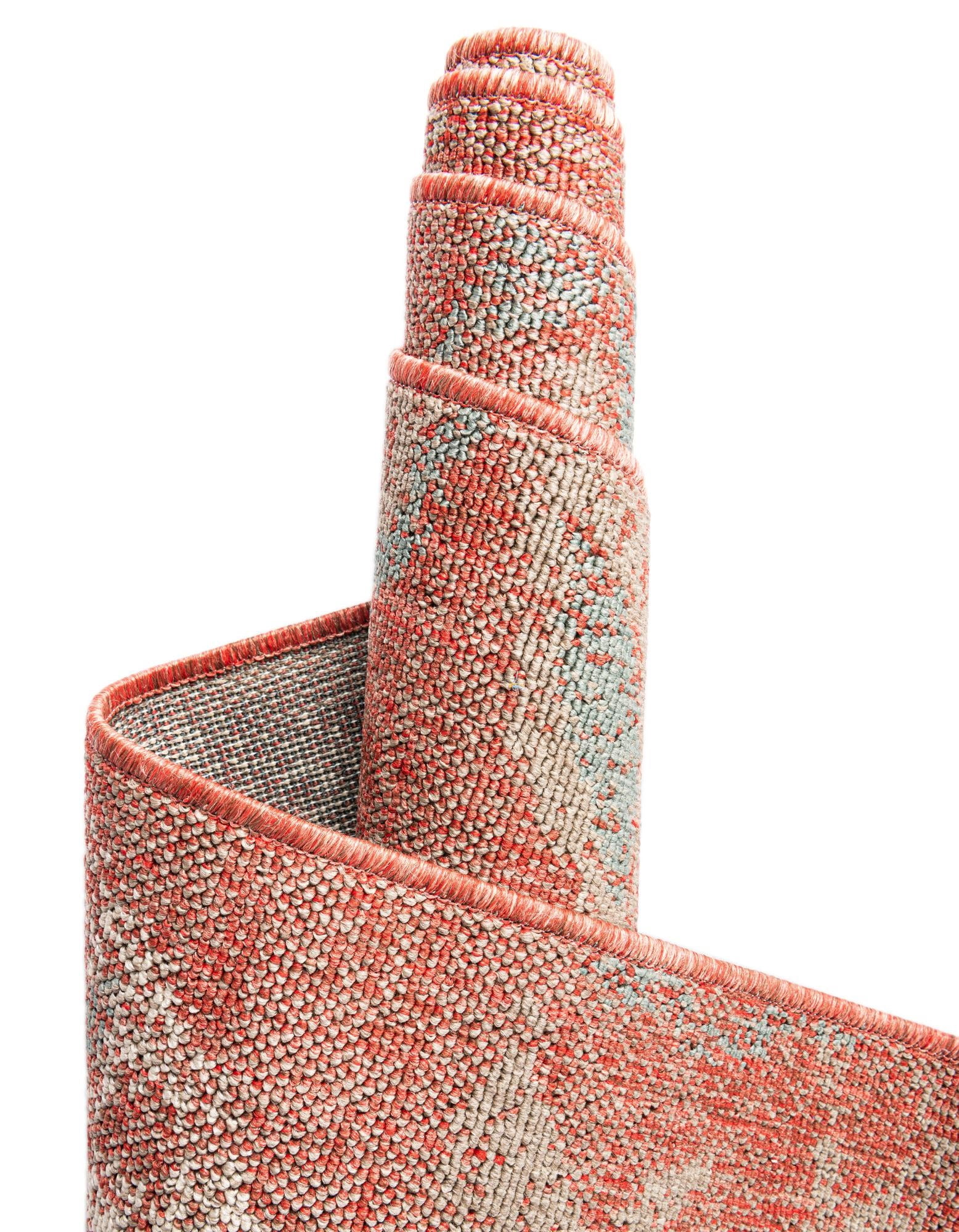 Unique Loom Outdoor Botanical Area Rug, Fern Pattern (Terracotta/Ivory, 7 ft 10 in Square) n5cwc