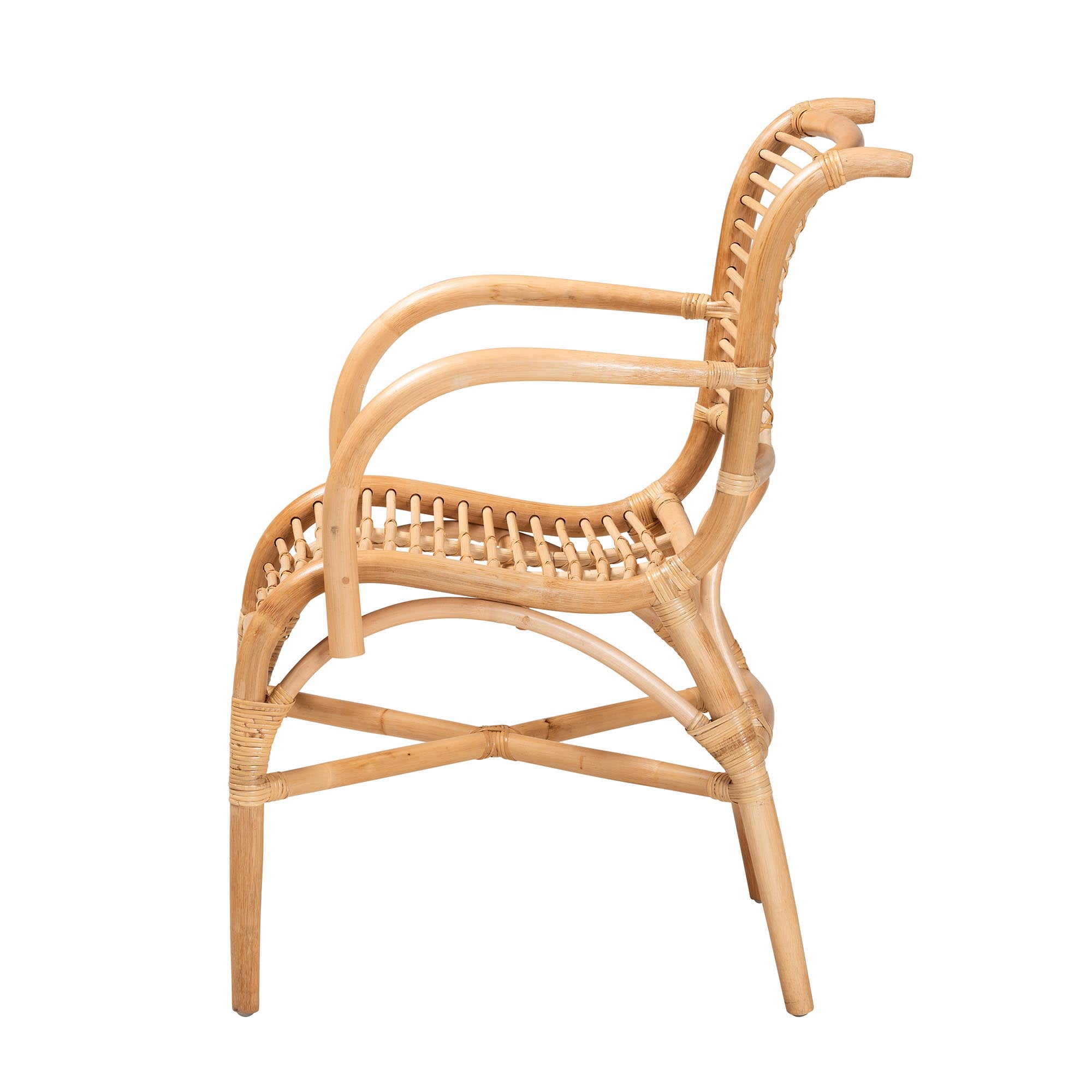 bali & pari Seminyak Modern Bohemian Natural Rattan Lounge Chair (Brown, 30 in x 28 in x 32 in) e32wp