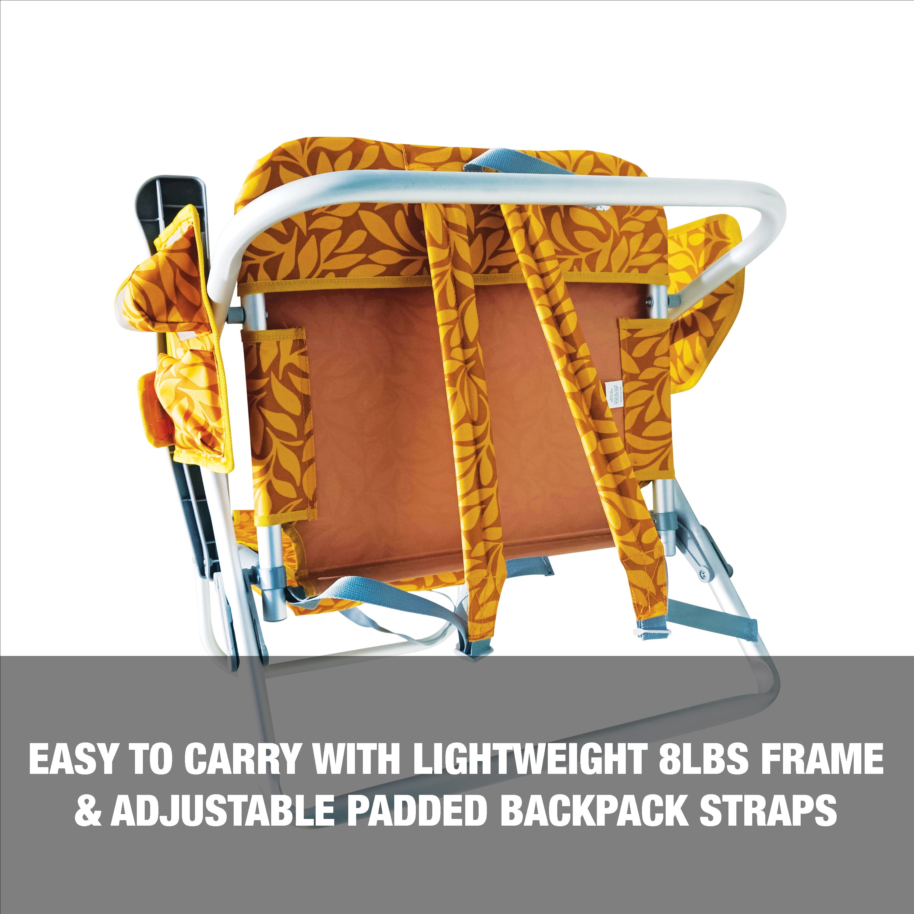 Bliss Hammocks Aluminum Beach Chair with Detachable Cooler Bag and 5 Reclining Positions (Amber Leaf, 275 lb Capacity) emyx4