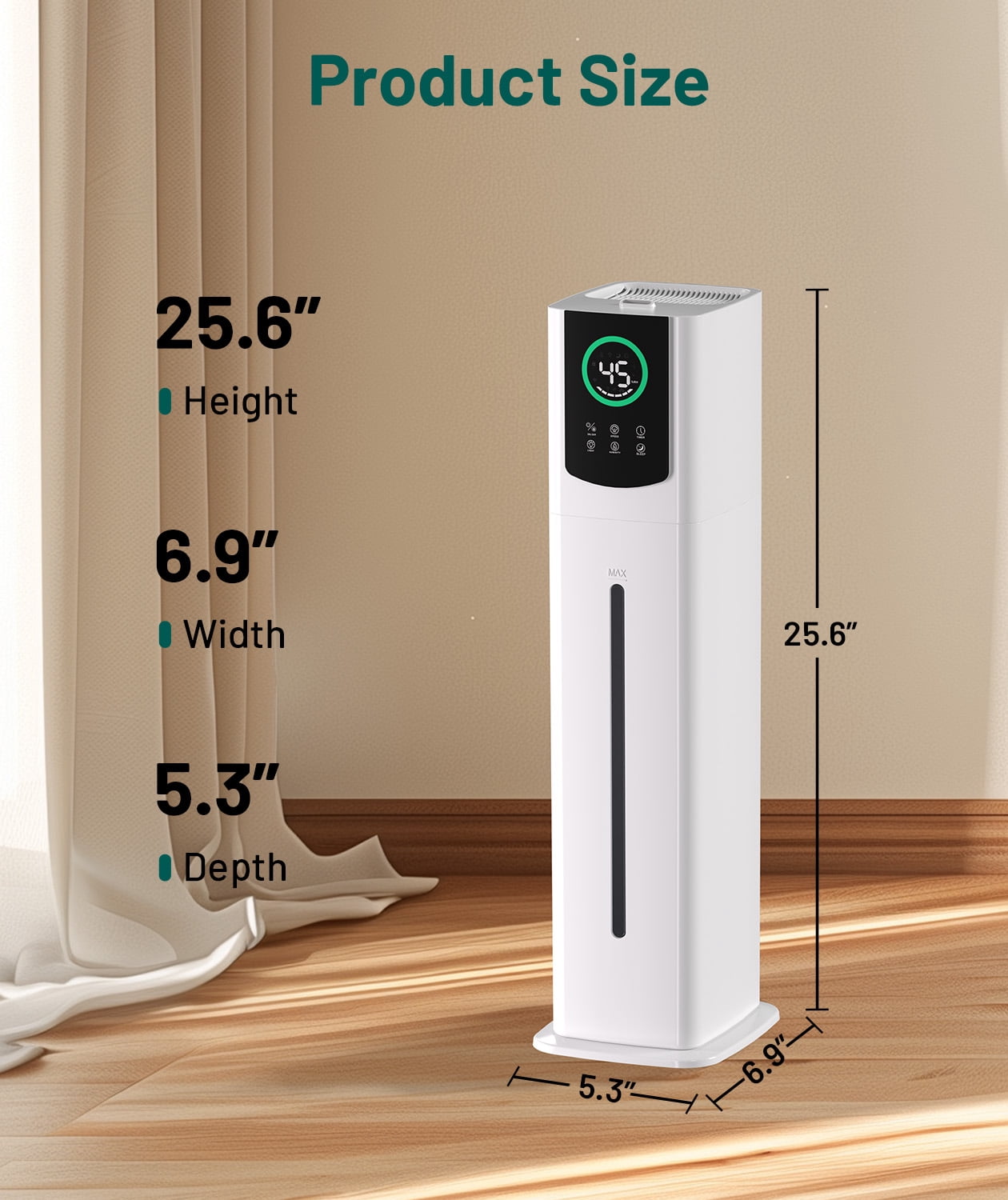 DHOLE Cool Mist Humidifier for Bedroom, Ultra Quiet Ultrasonic Air Moisturizer with Night Light and Auto Shut-Off (White, 9L) fq3zd