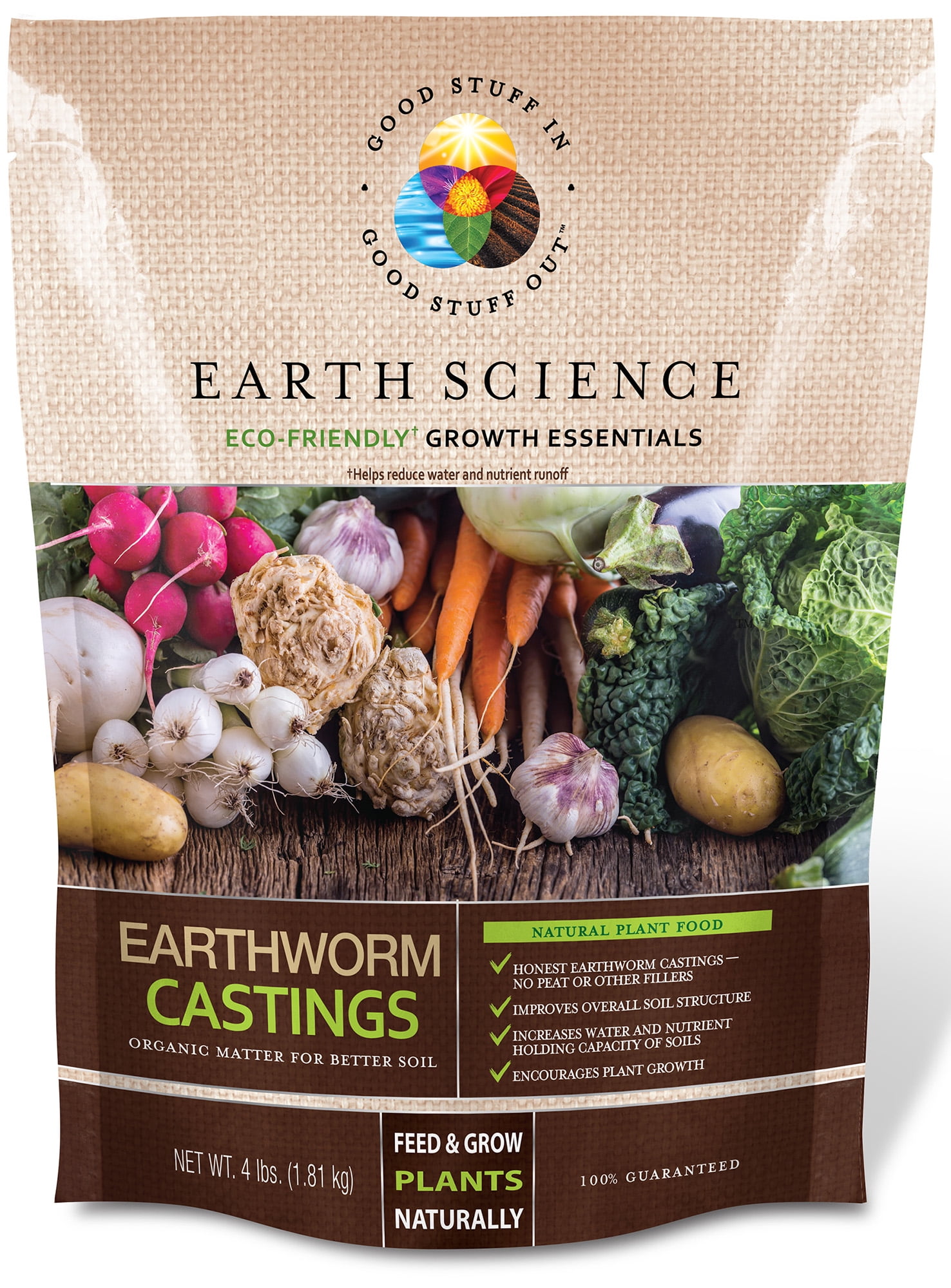 Earth Science Organic Earthworm Castings Soil Builder, Nutrient-Rich Fertilizer for Indoor & Outdoor Plants (4 lb) 51yl9