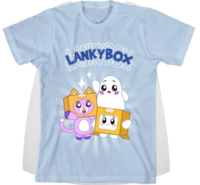 LANKYBOX Boys Costume Cape Short Sleeve T-Shirt (Blue, XS) yz58e
