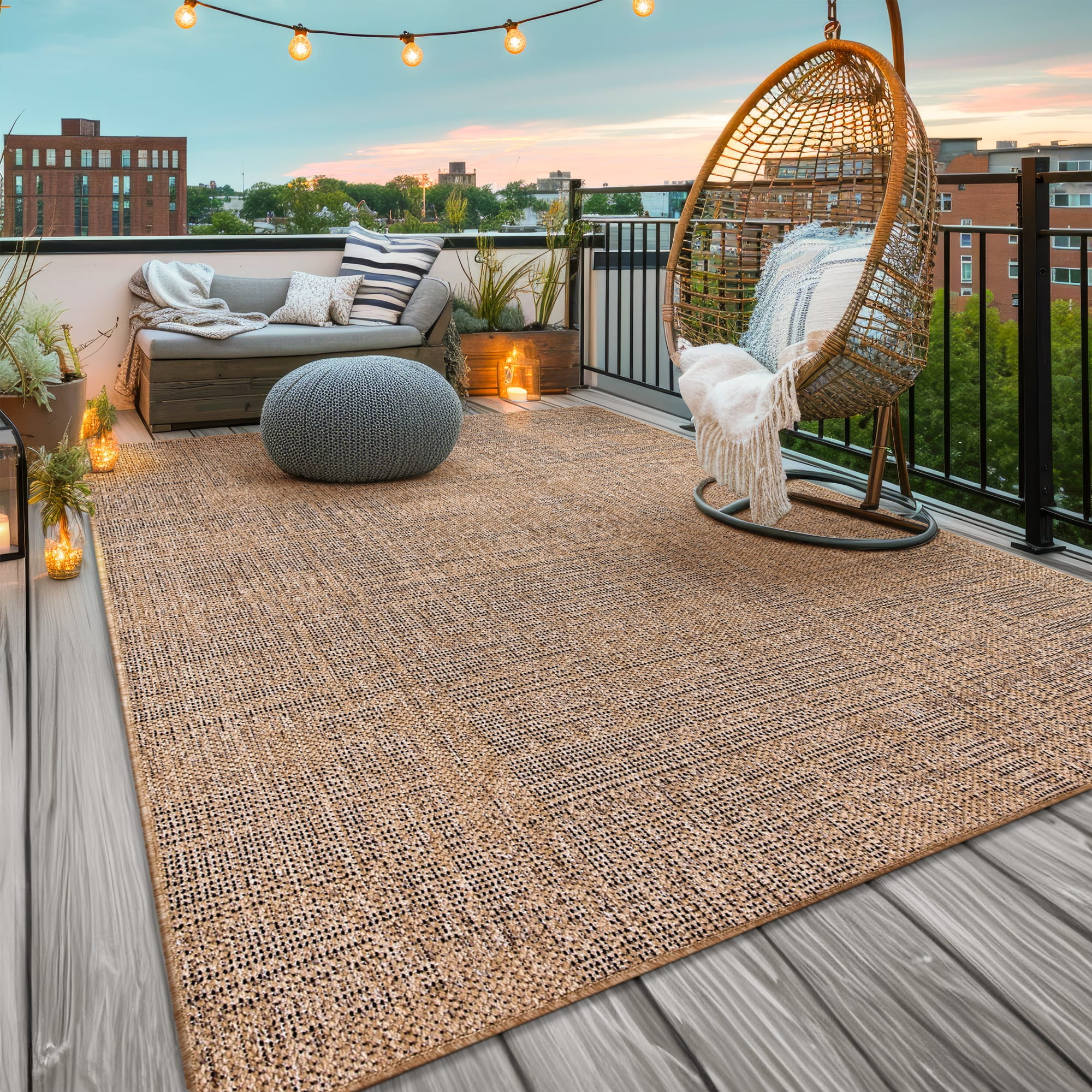 Paco Home Modern Indoor & Outdoor Area Rug Jute Look (Beige, 31 in x 59 in) w6qjv