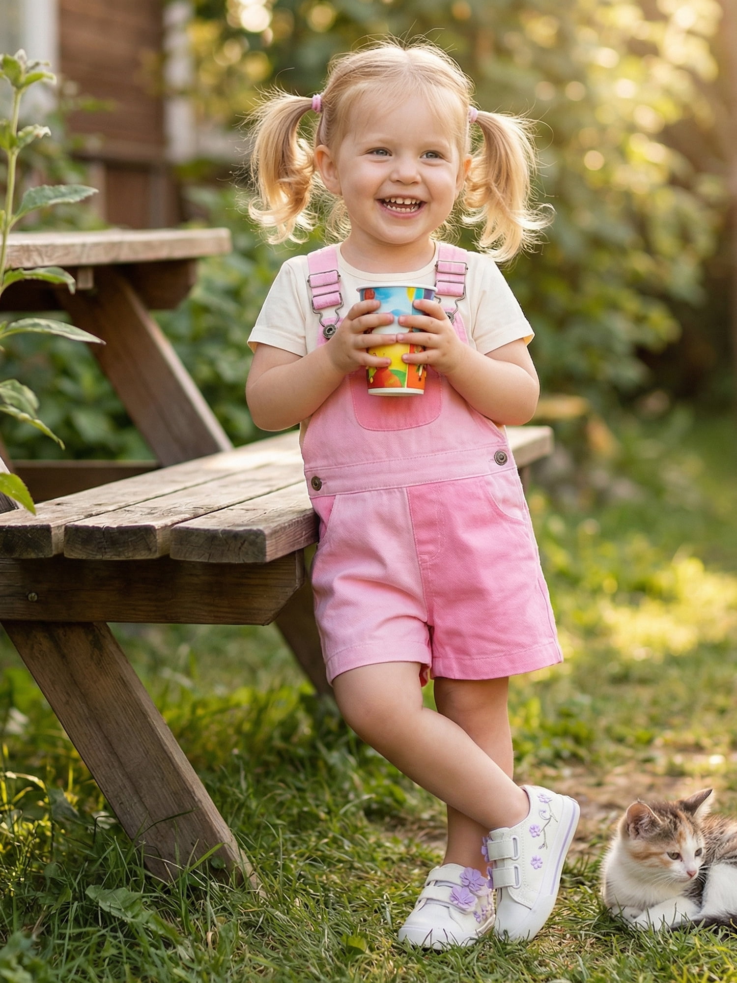Gzhioc Toddler Overall Shorts Summer Jumpsuit with Pockets (Pink, 2T) svcbc